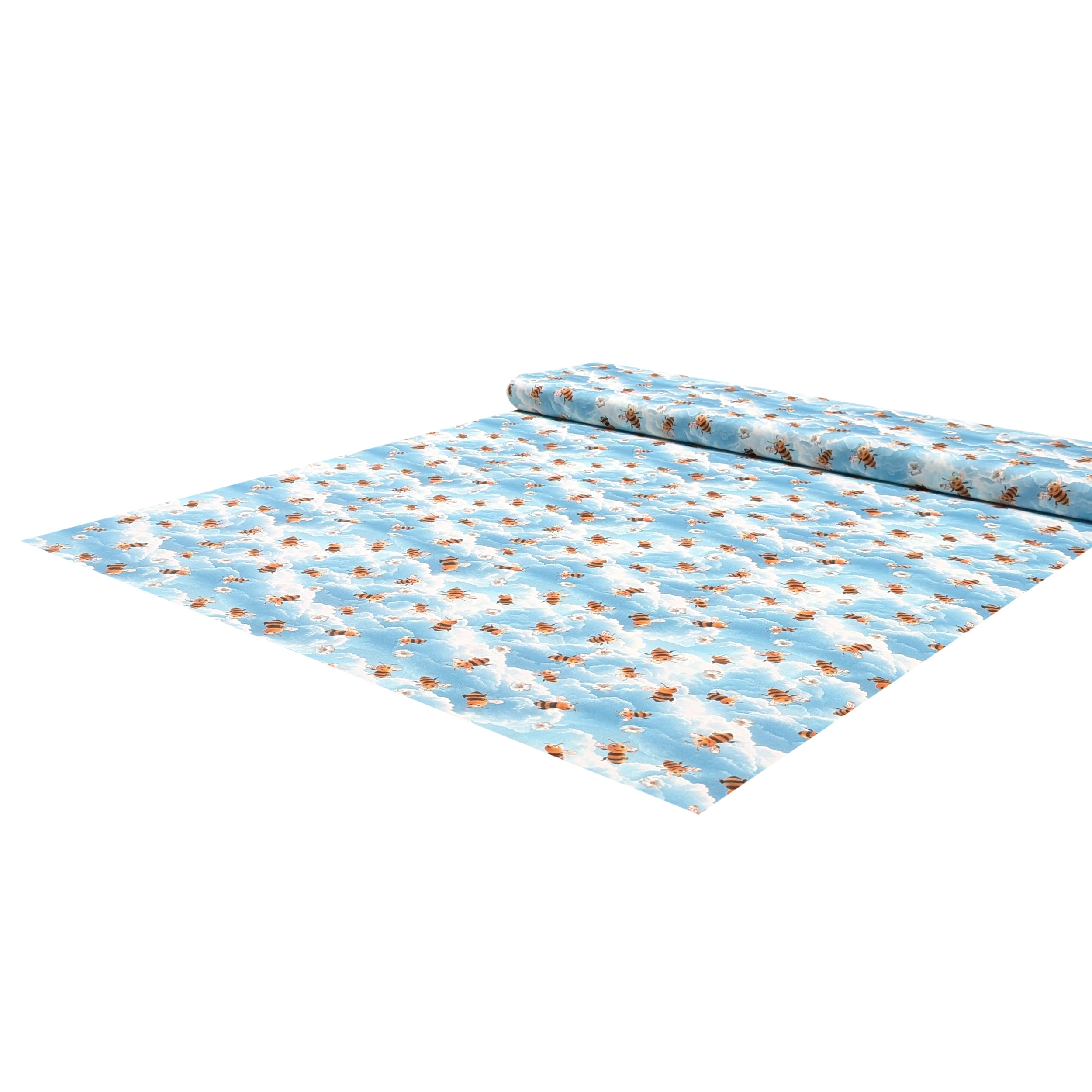 Digital Cotton Bees and Clouds Image