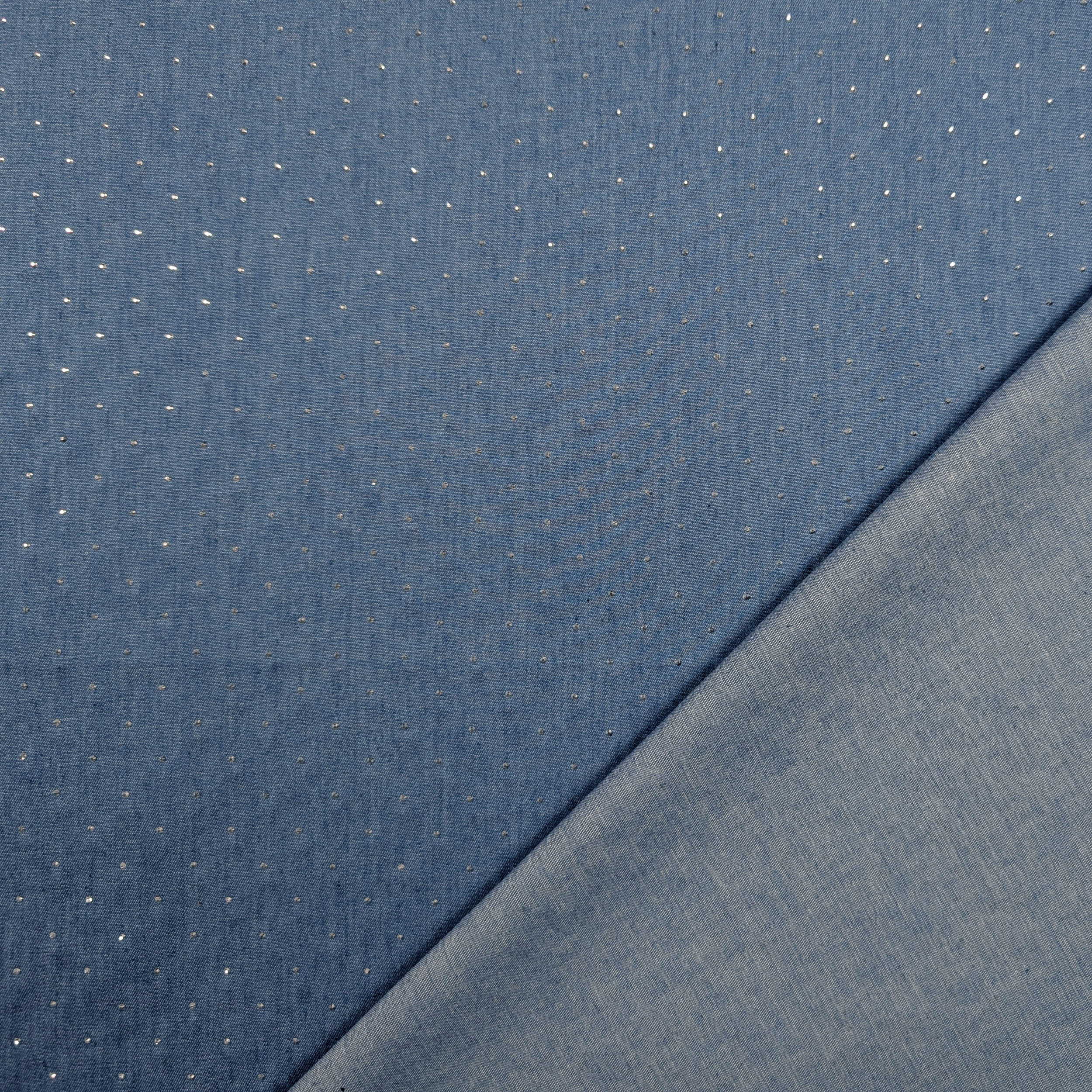 Medium Wash Cotton Jeans with Rhinestones Image