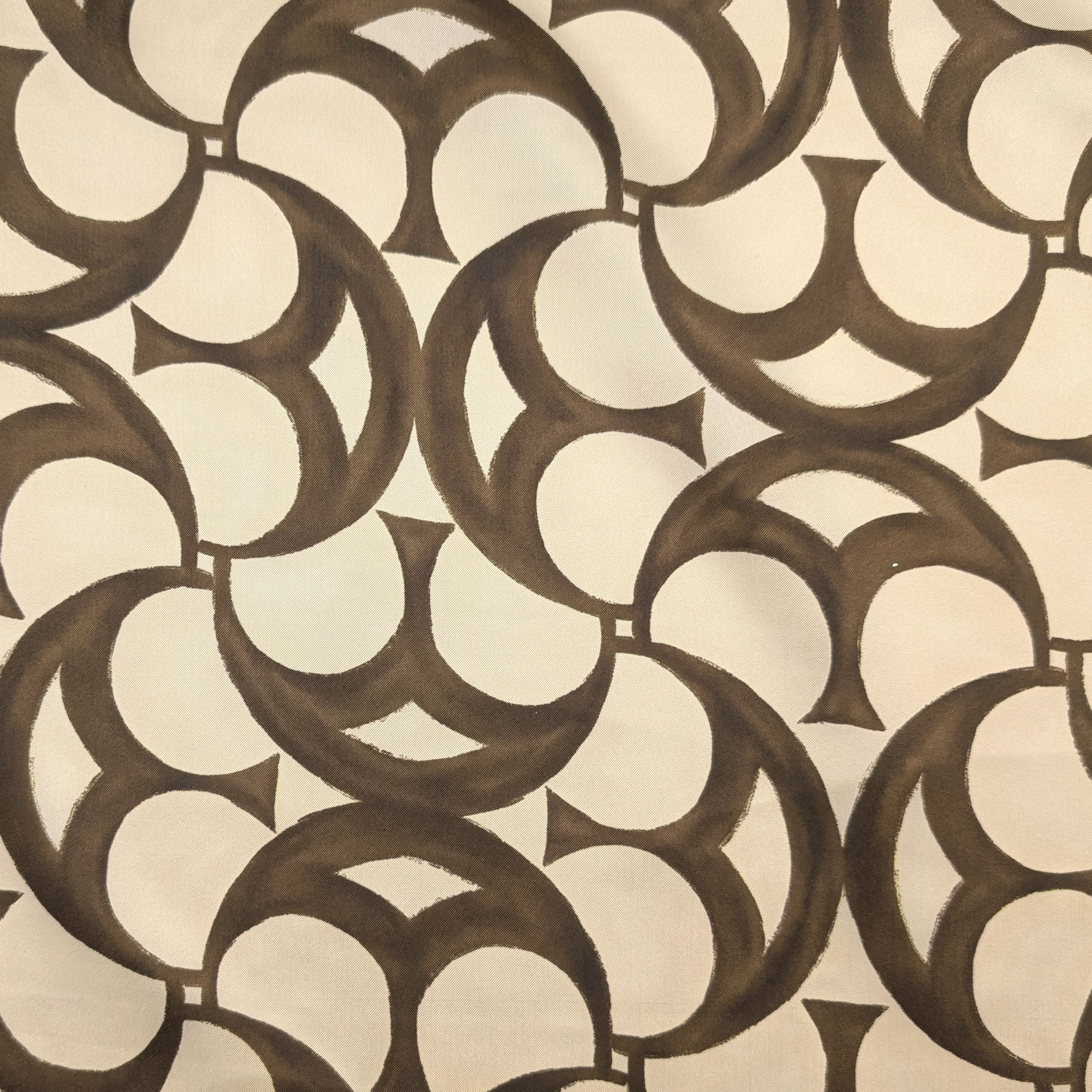 Twill Silk Brown Geometries High Fashion Image