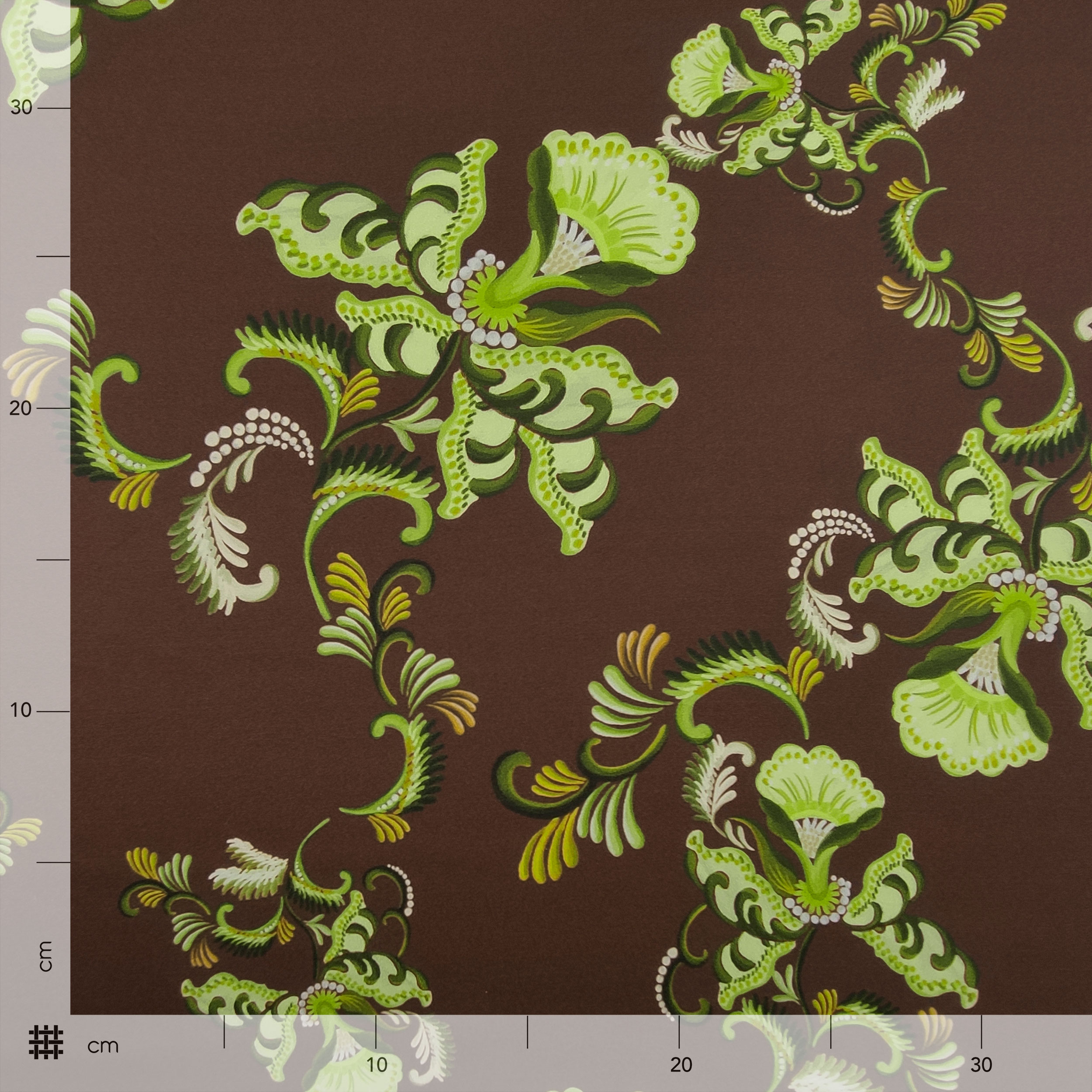 Satin Set High Fashion Cashmere Floral Fantasy Green