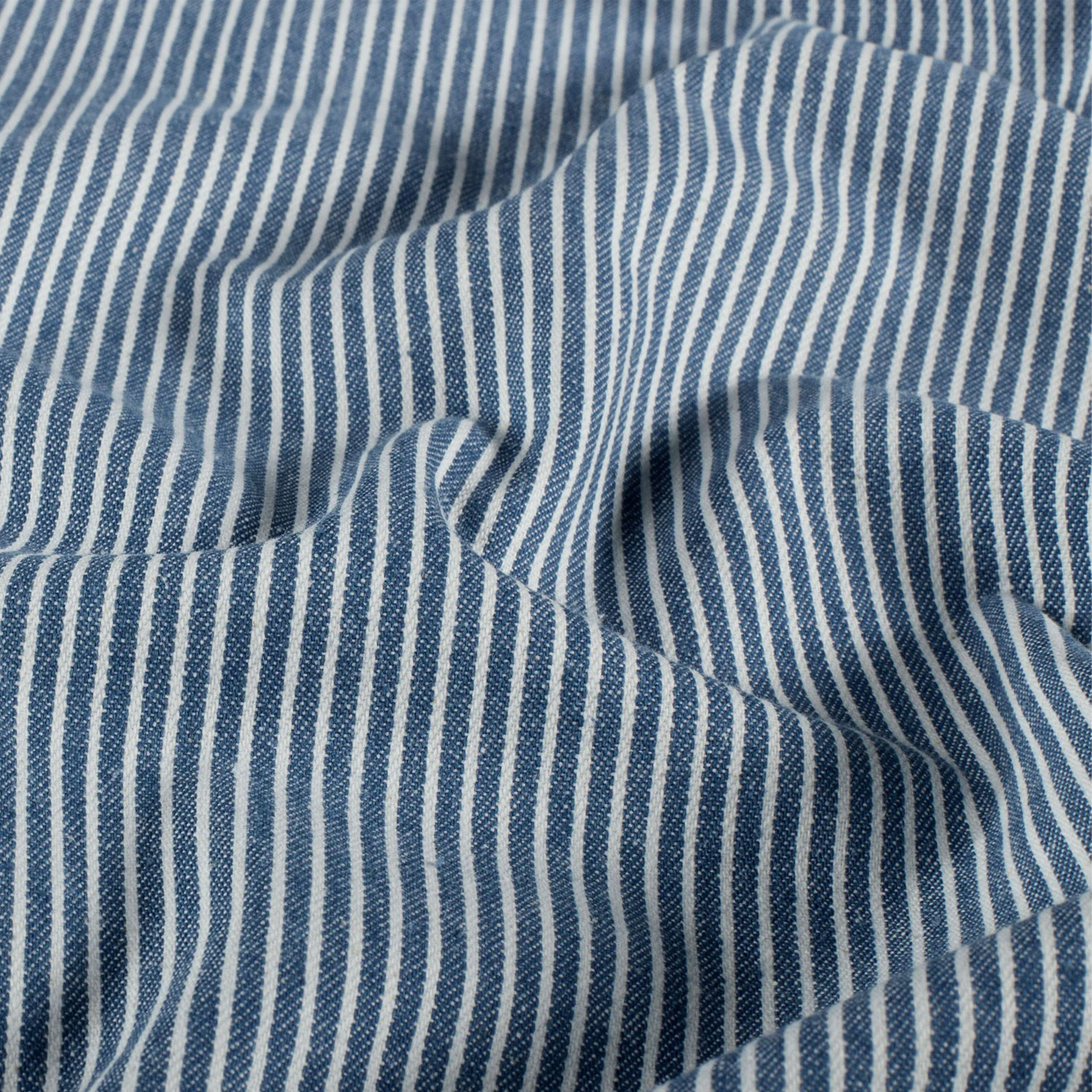 Thin White Striped Cotton Jeans Image