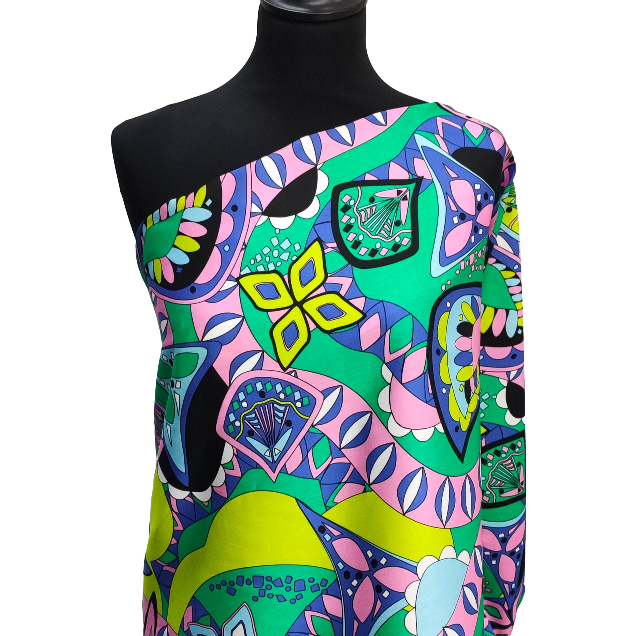 Abstract Patterned Cotton Satin Green Bluette Image