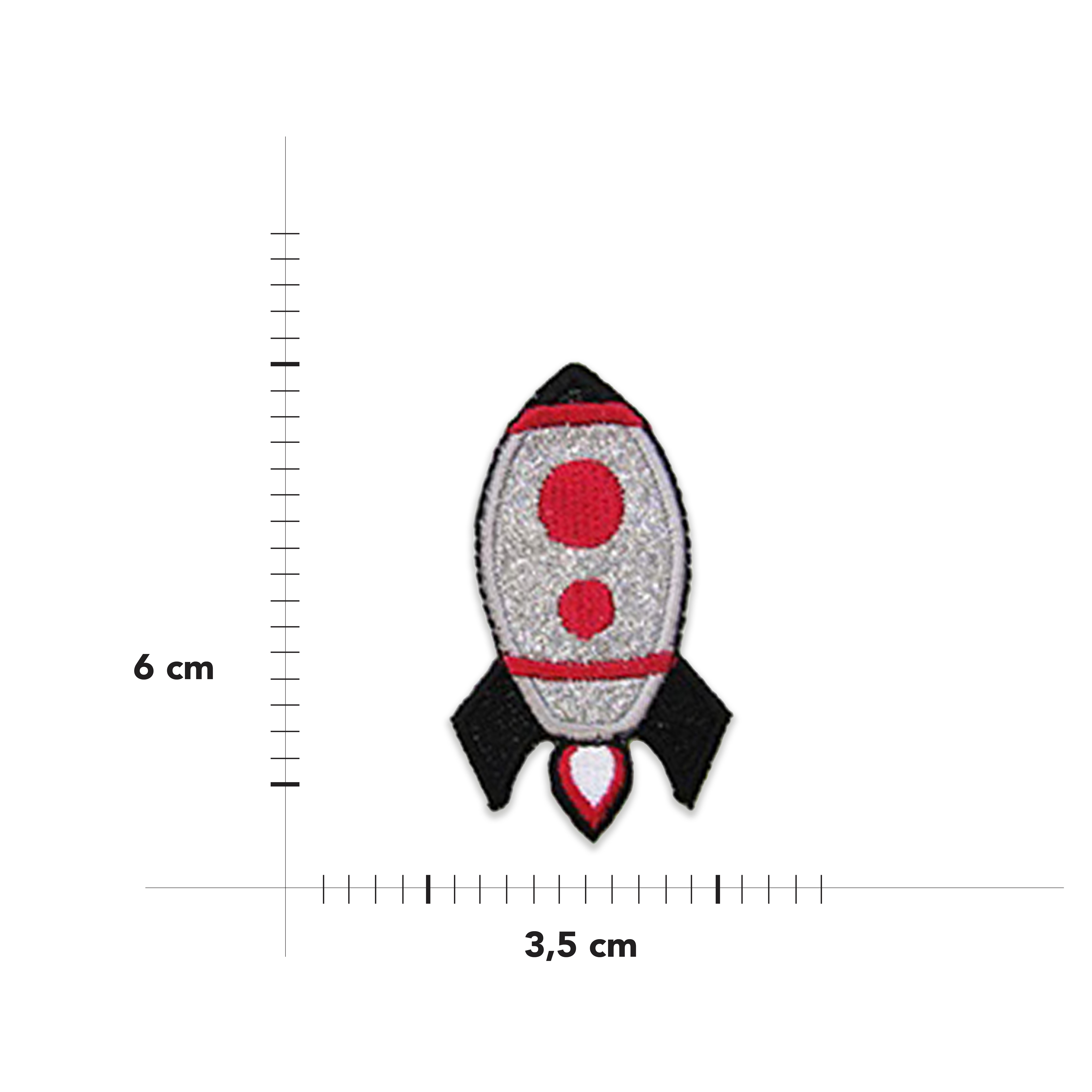 Aplicación termoadhesiva Space Rocket Silver Glitter Image