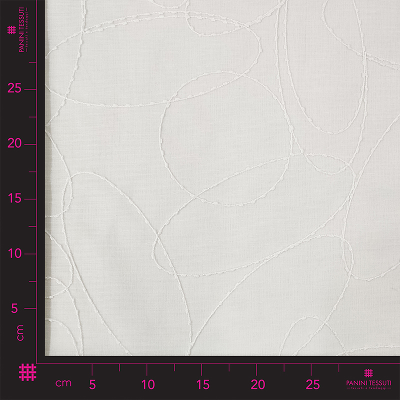Curtain Fabric with Natural Circular Embroidery Image