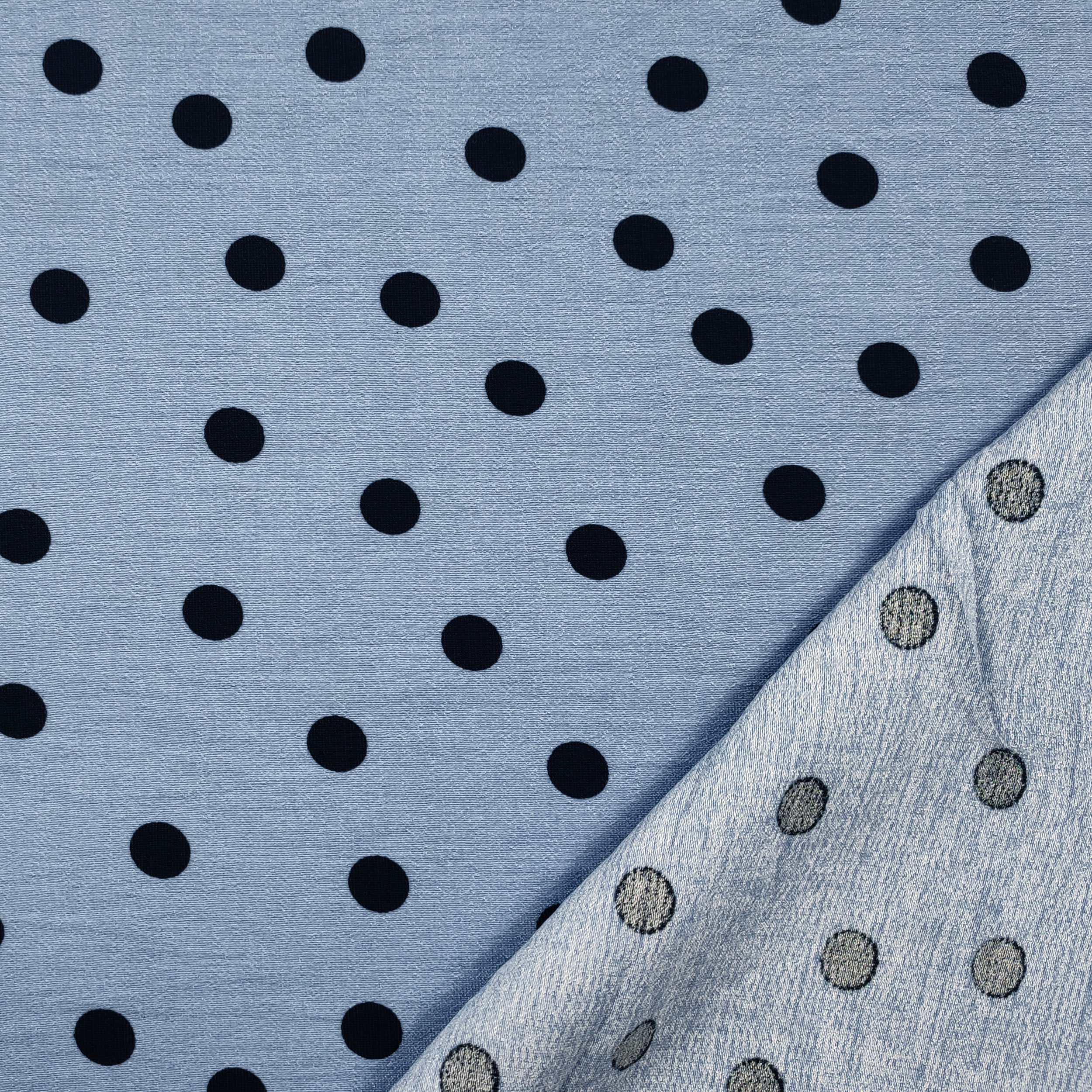 Dressmaking Viscose Crepe Polka Dot - Sky Blue 