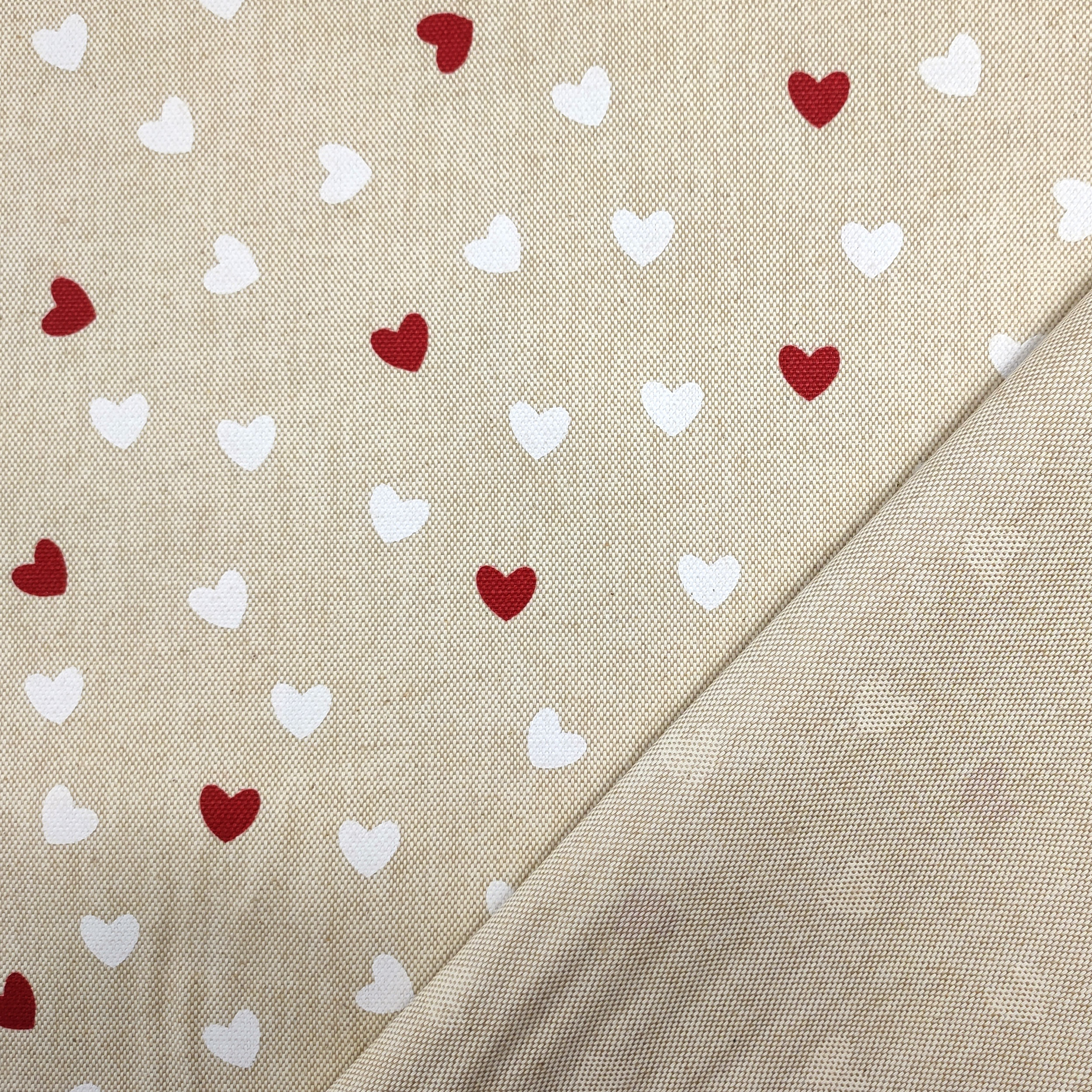 Red and White Hearts Resin Tablecloth Fabric