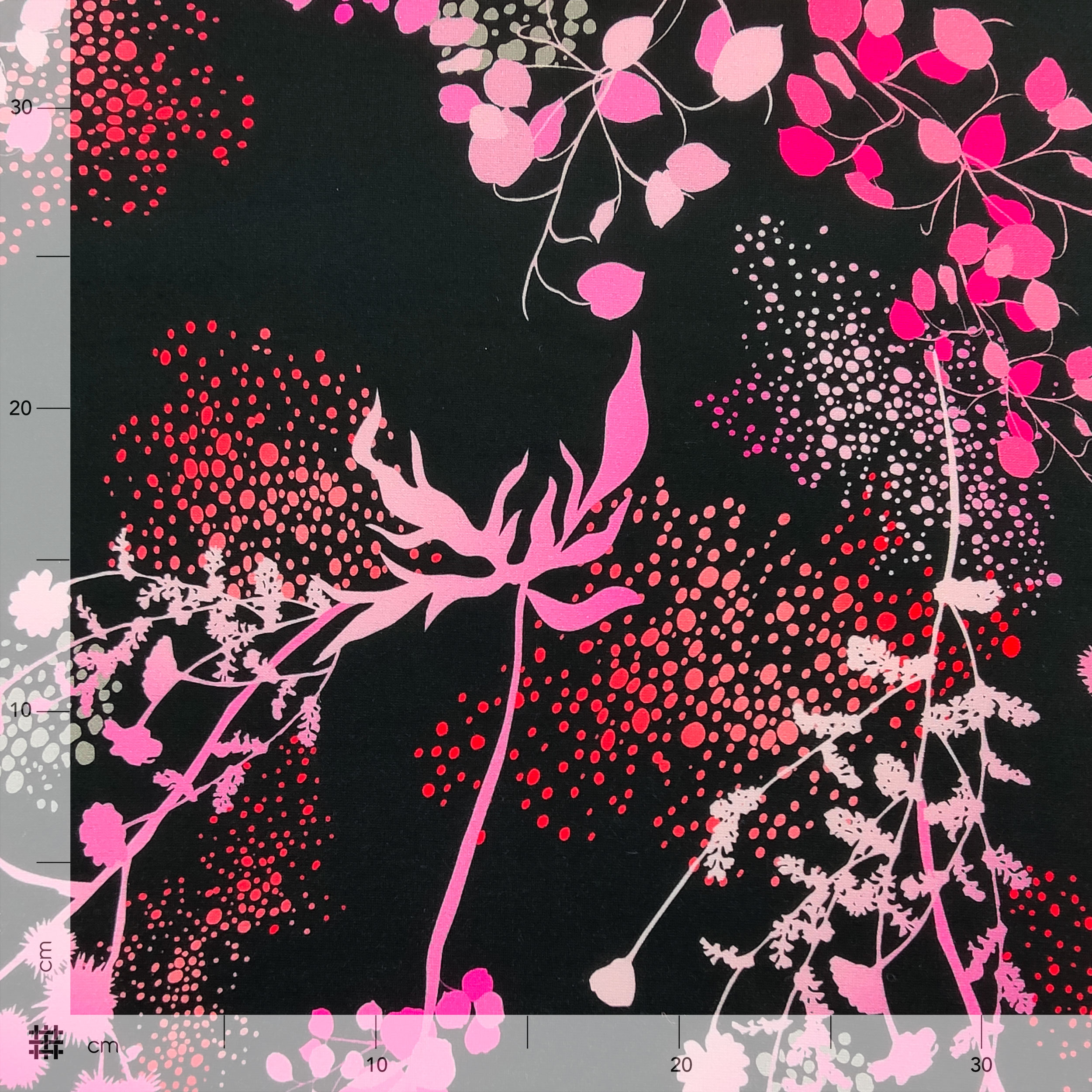Jersey Fashion Fantasy Flowers Pink Background Black