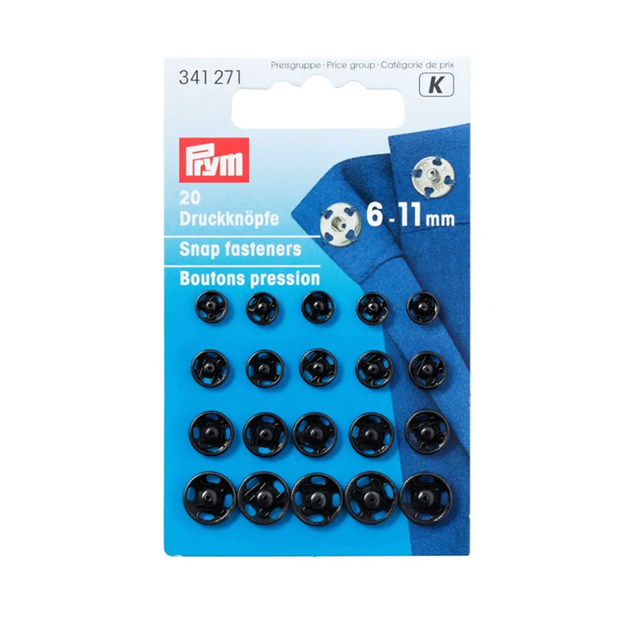 Prym Automatic Buttons 6-11 mm Black
