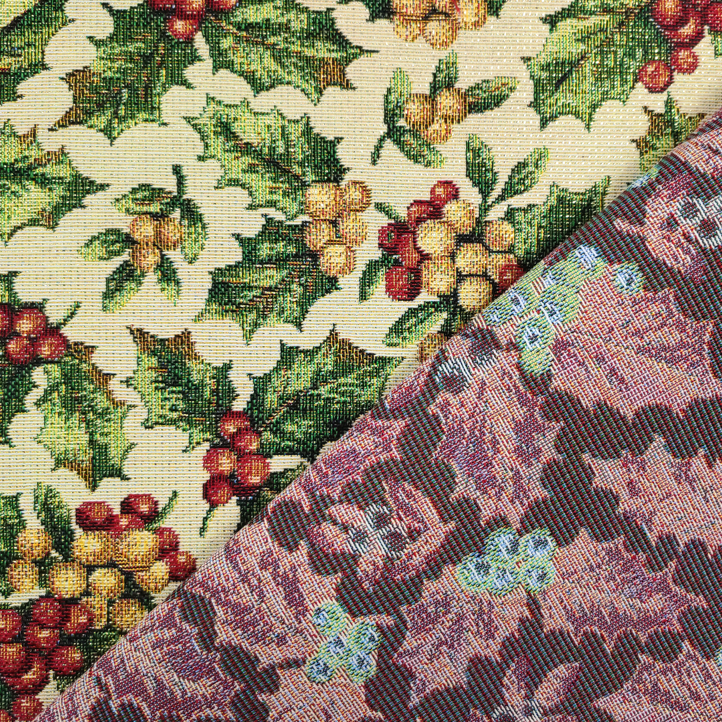 Tissu Gobelin de Noël Holly Lurex Image