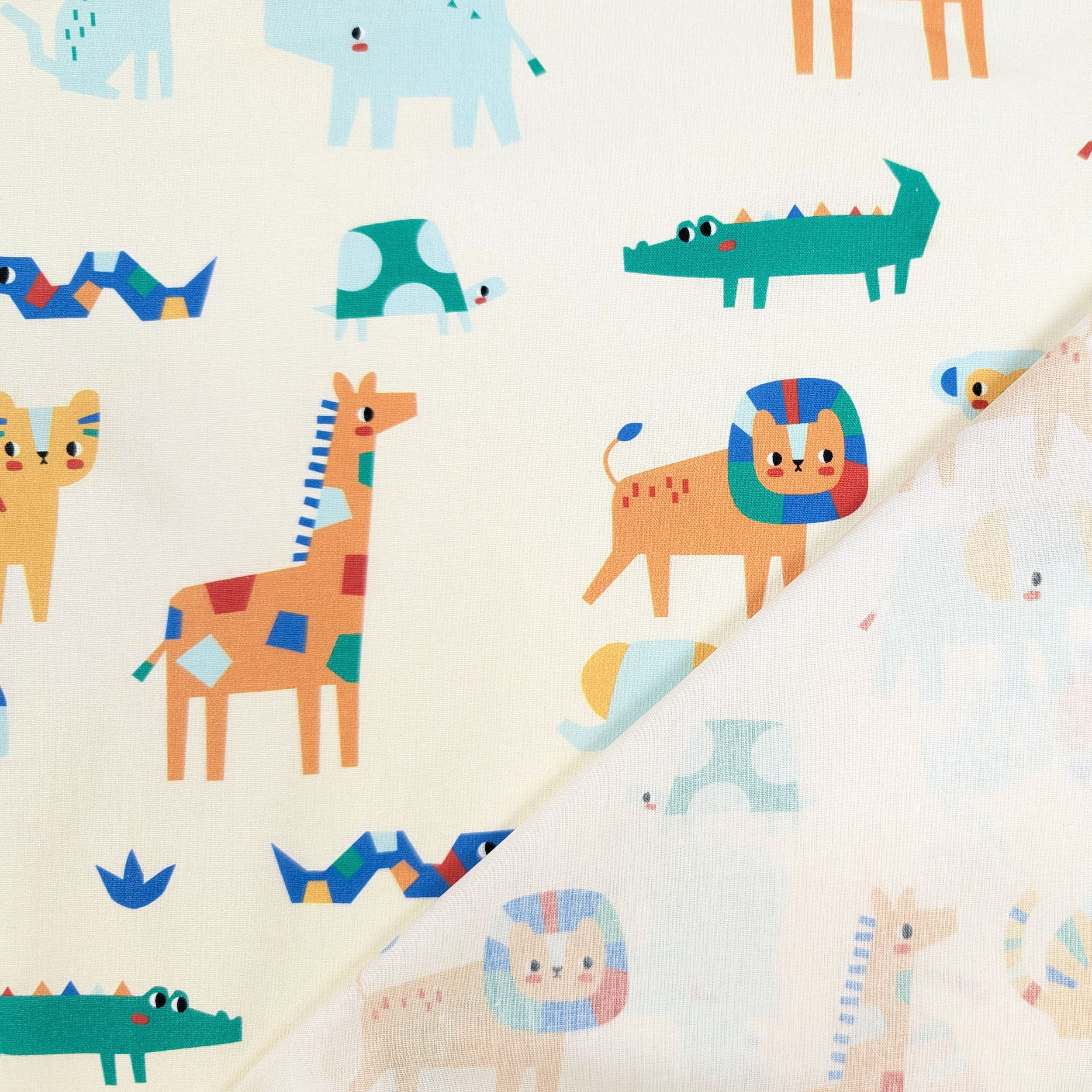 Cotton Poplin Coloured Animals Image