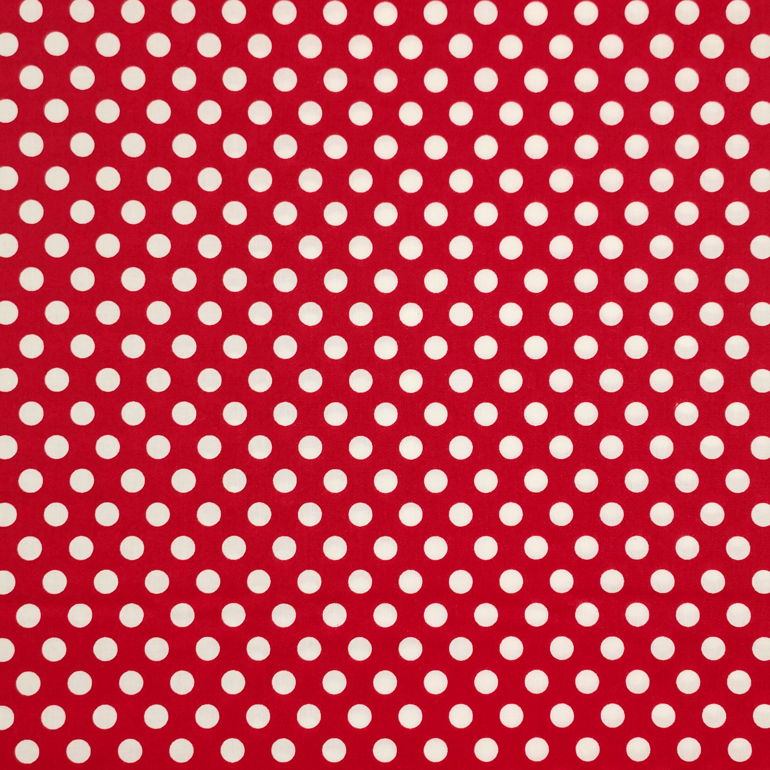 Roter Baumwollstoff mit großen Polka Dots