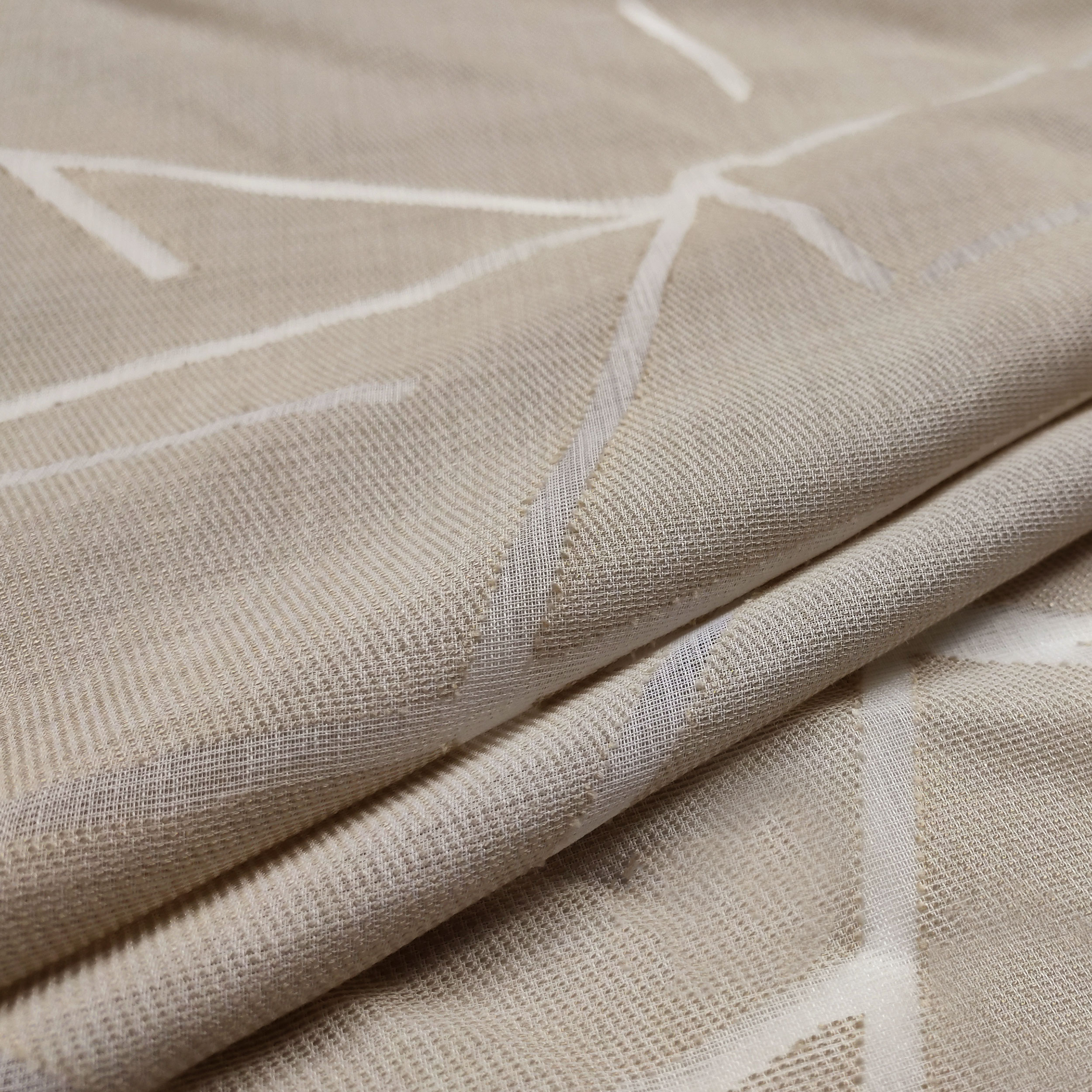 Tissu de rideau Devorè Gris colombe Lignes géométriques