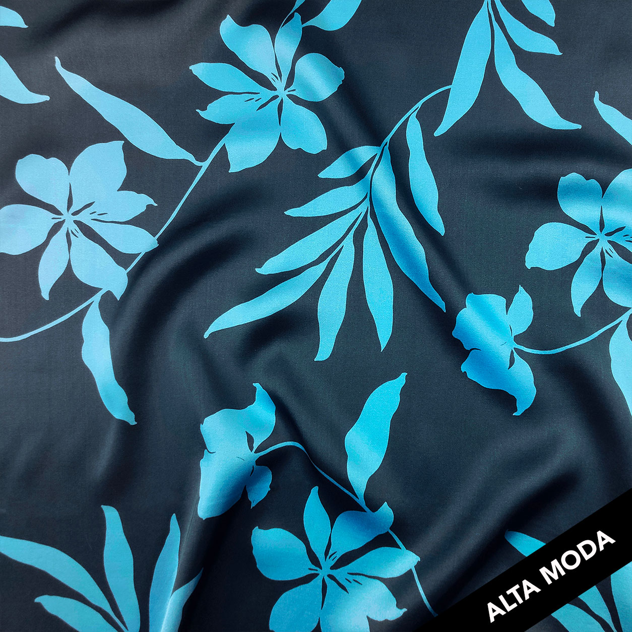 Satin Mixed Silk High Fashion Flowers Blue Background