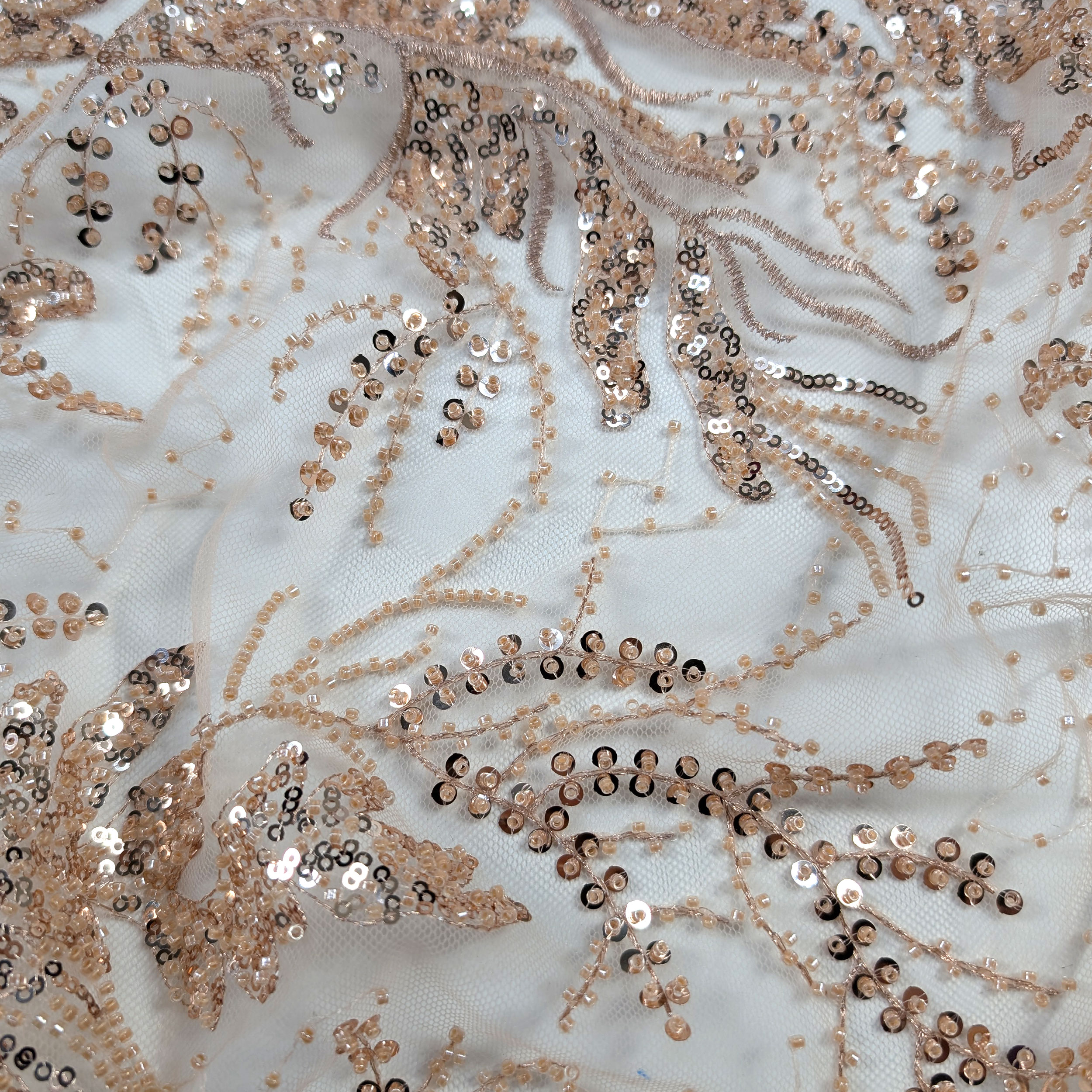 Fabric Sequins Embroidery Powder Flowers Image