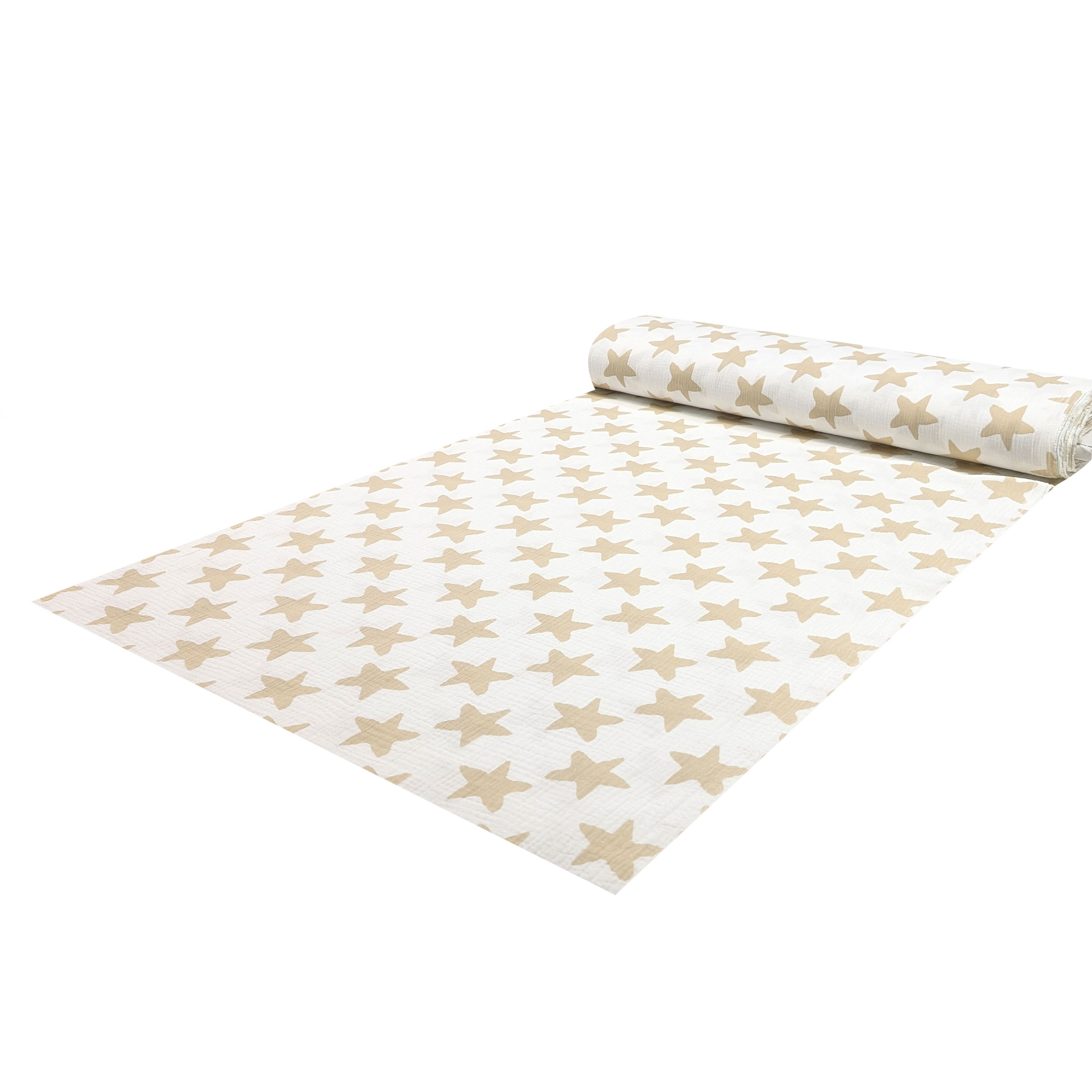 Cotton Muslin Beige Stars Image
