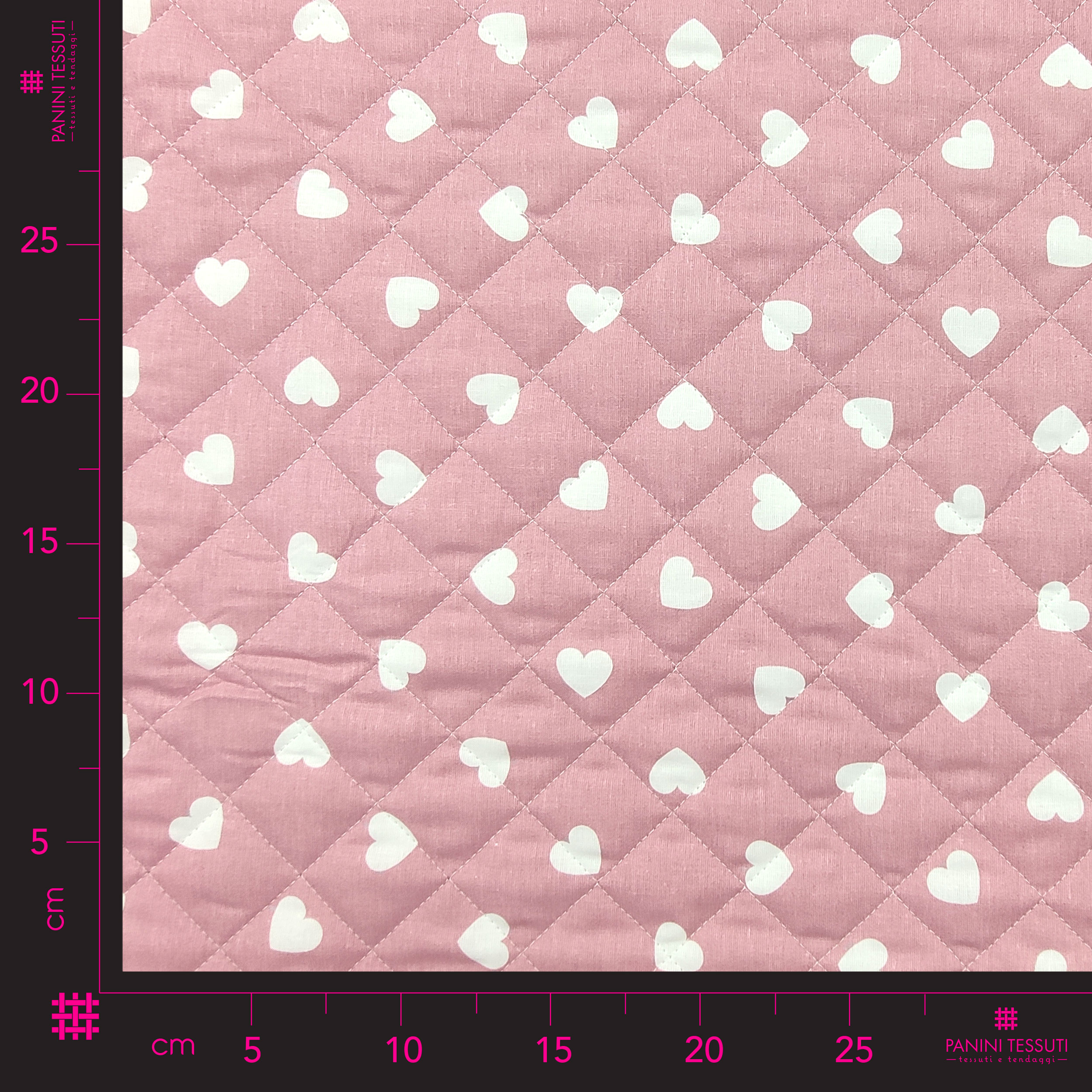 White Hearts Quilted Cotton - Pink Image