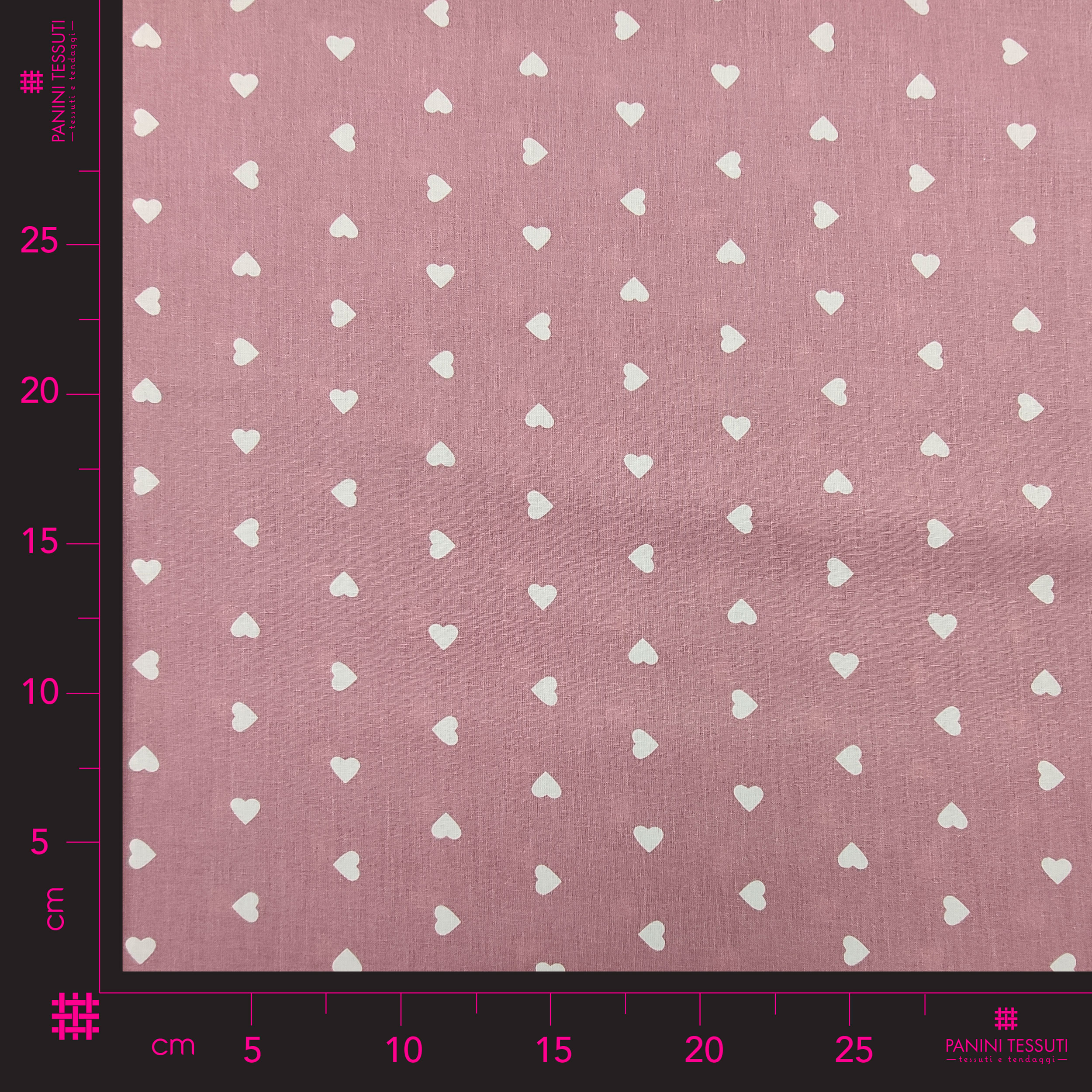 Printed Cotton with White Hearts - Colored Background  Image