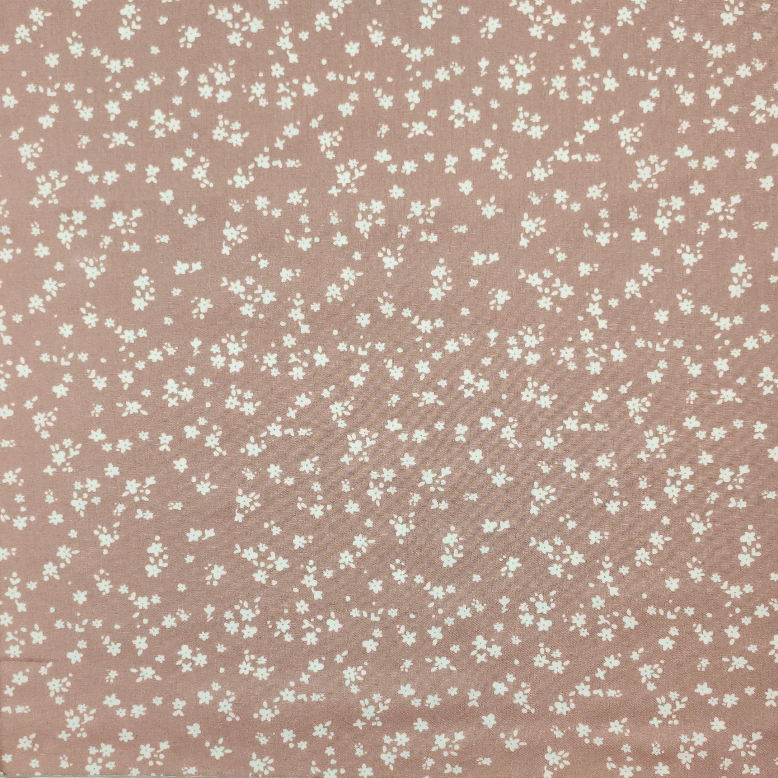 Tissu Coton Fleurs Fond Rose Antique Image