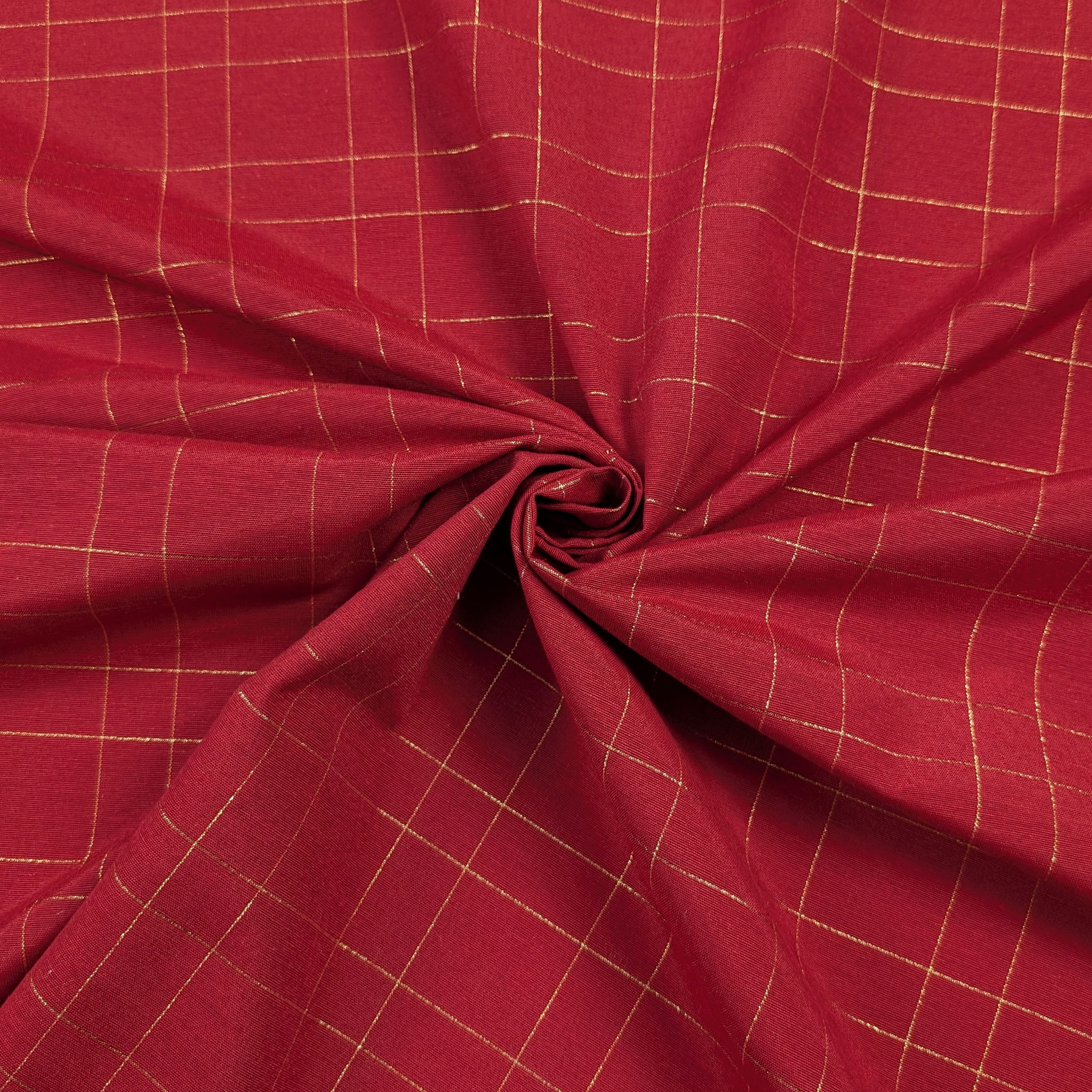 Mixed Cotton Christmas Red Stripes Gold Lurex Image