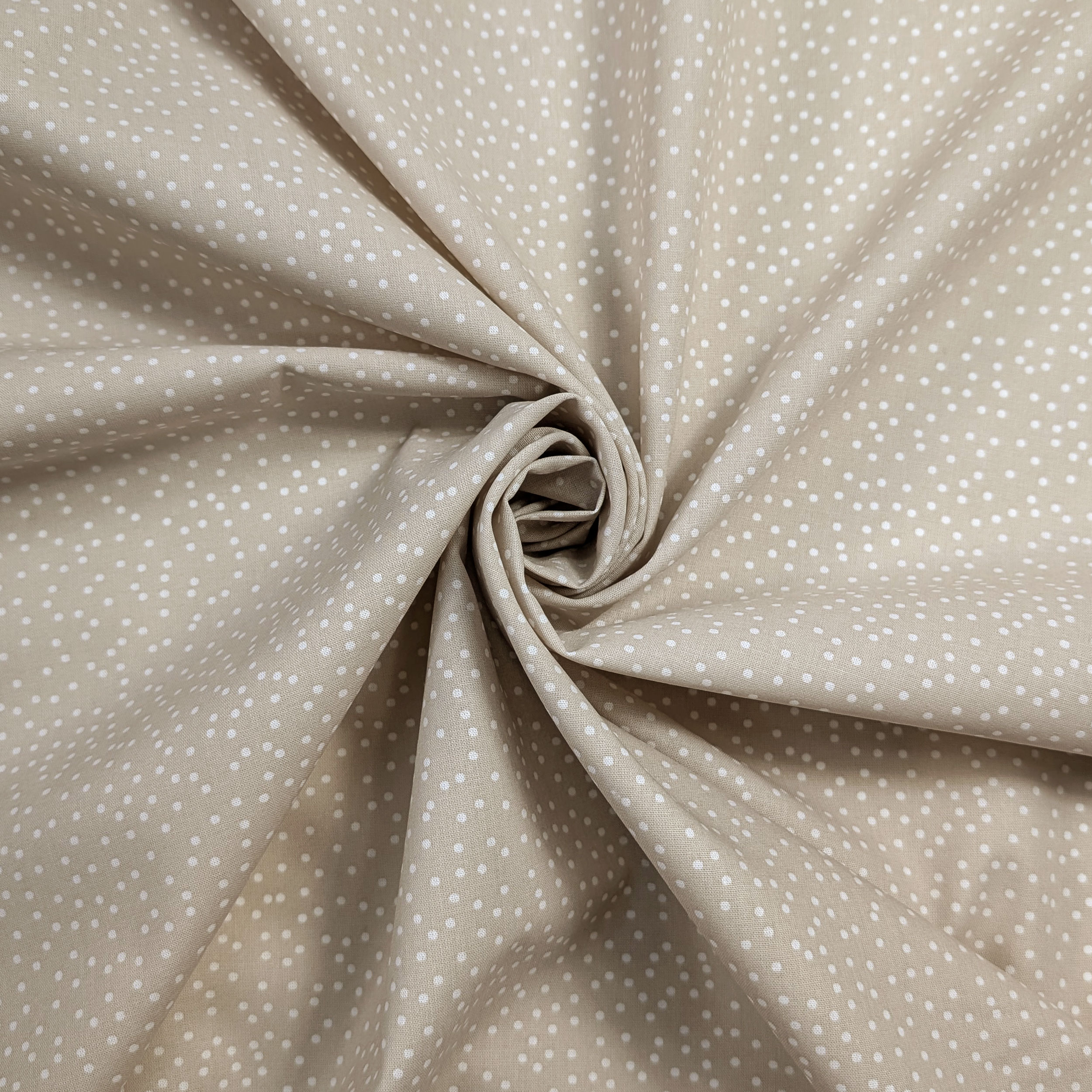 Poplin Cotton White Polka Dots Beige Background Image