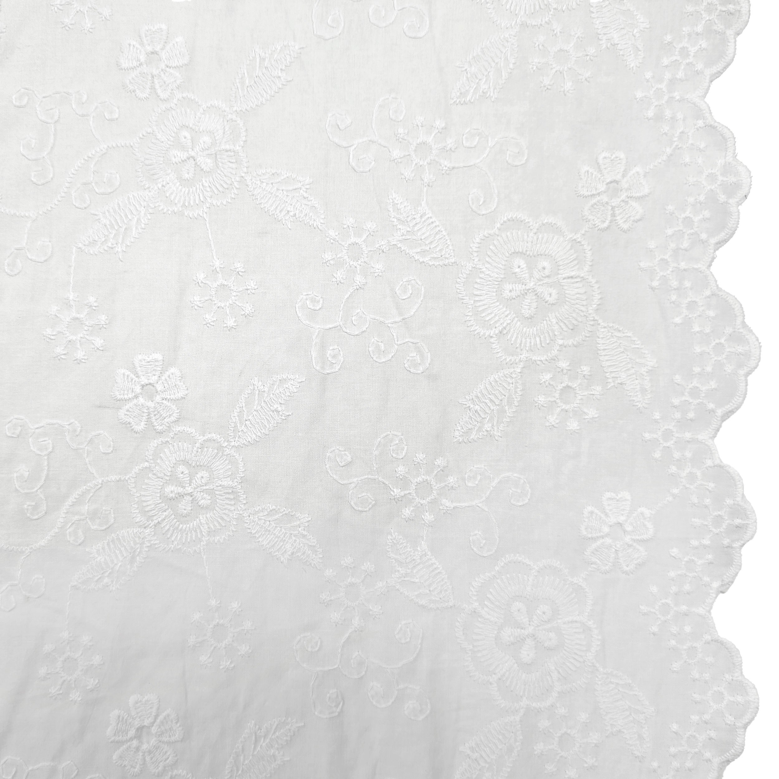 Cutout Sangallo Cotton White Double Smerlo Fiorellini 130x130 cm Image