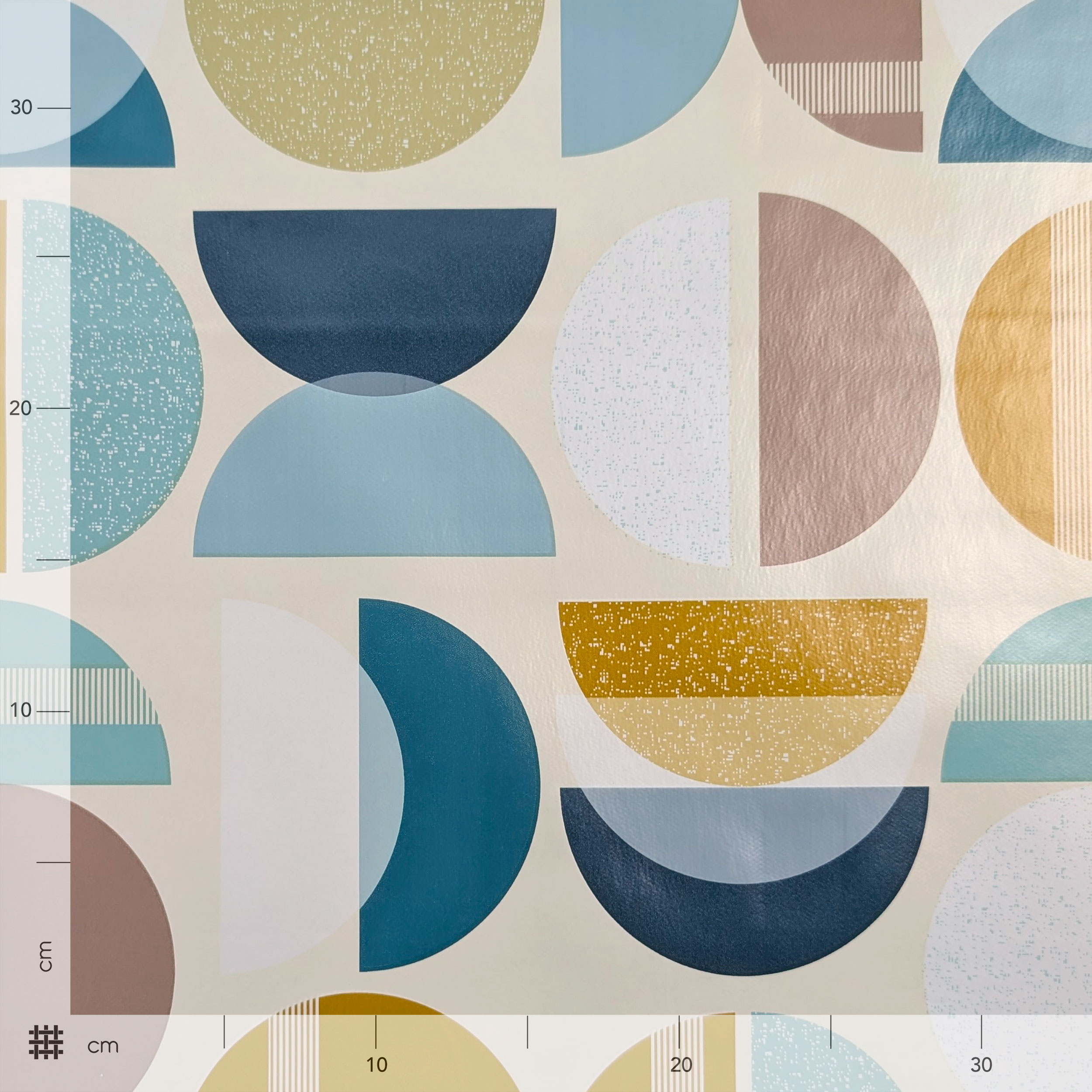 Fabric for Pop Art Plastic-coated Tablecloth Blue Beige Image