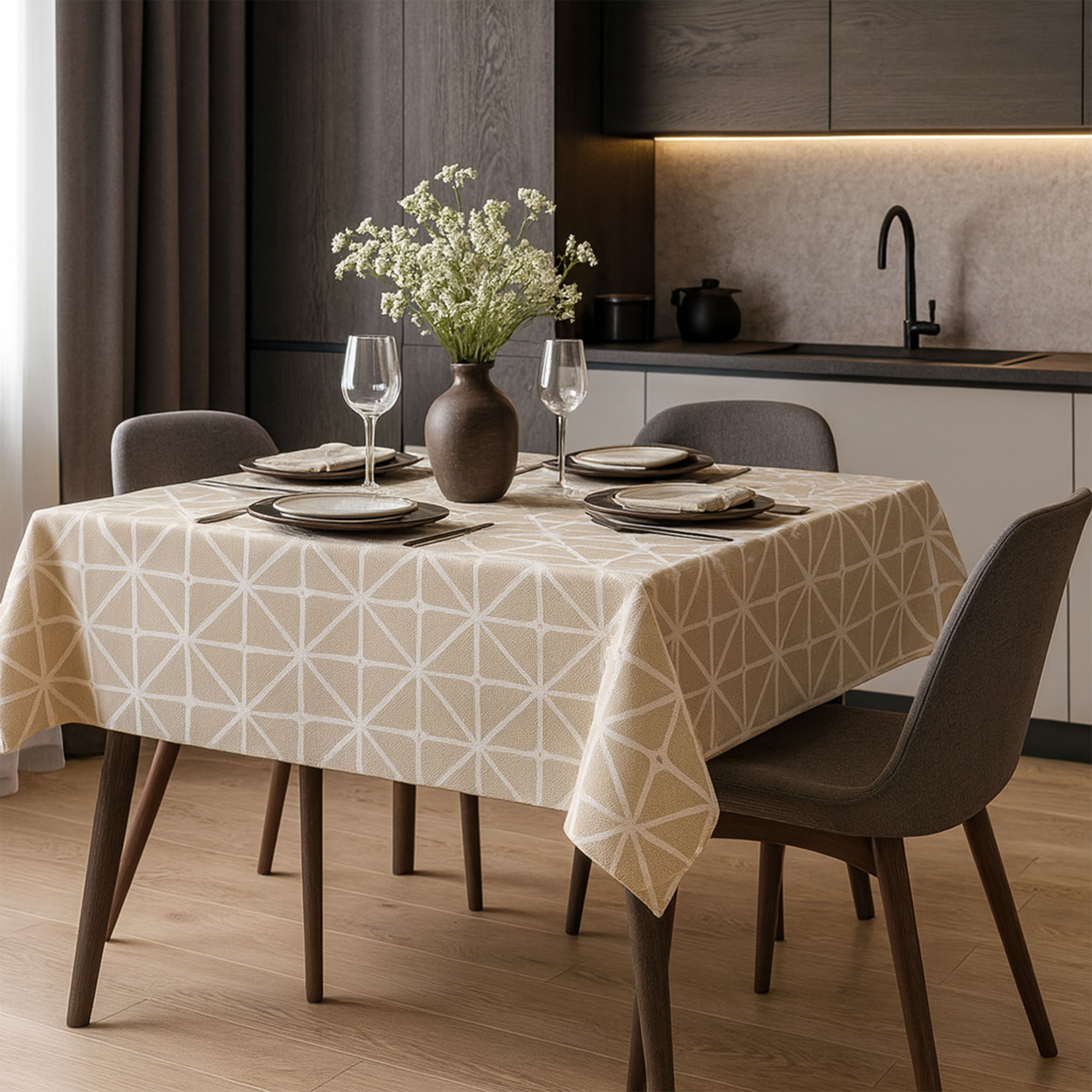 Completo Lenzuola Fazzini Geometrie in percalle di cotone. Letto