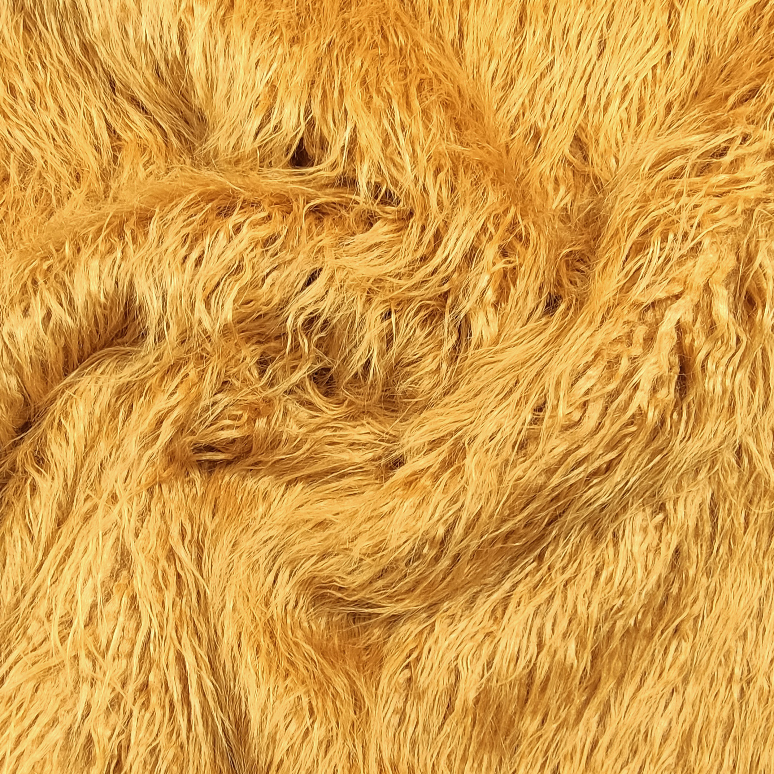 Synthetic Fur Long Solid Colour Mustard