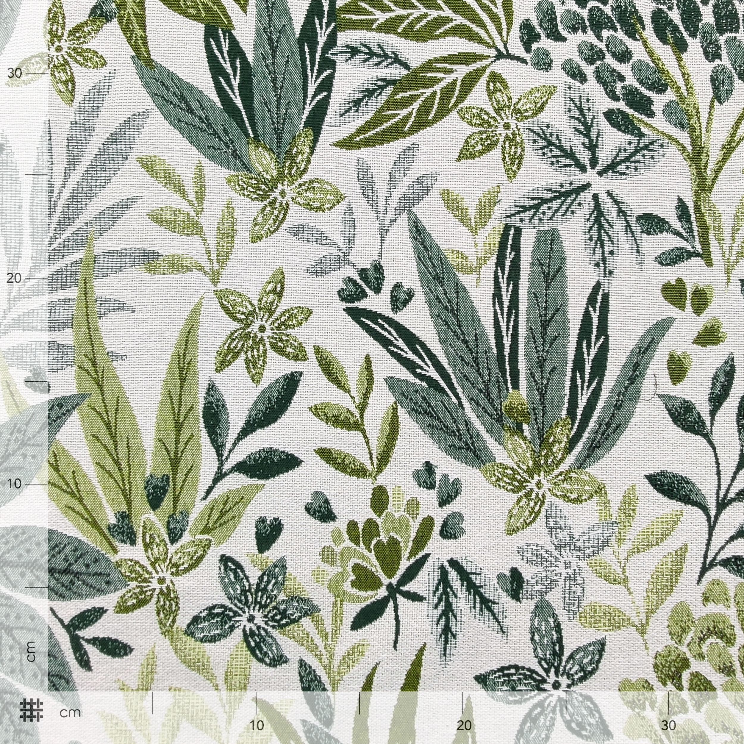Flores de jacquard y hojas verdes