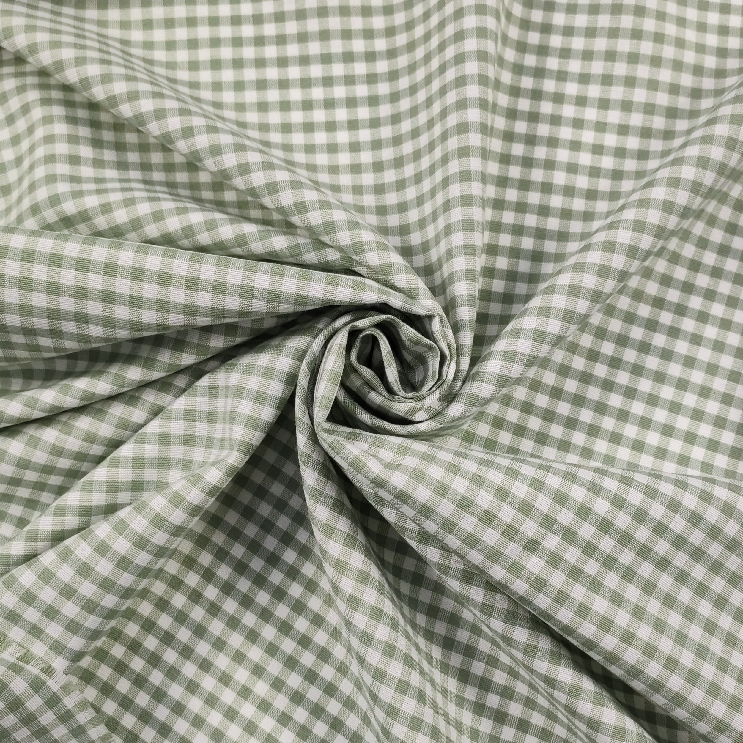 Tissu pour nappe en coton mélangé Mini carrés Sage Image