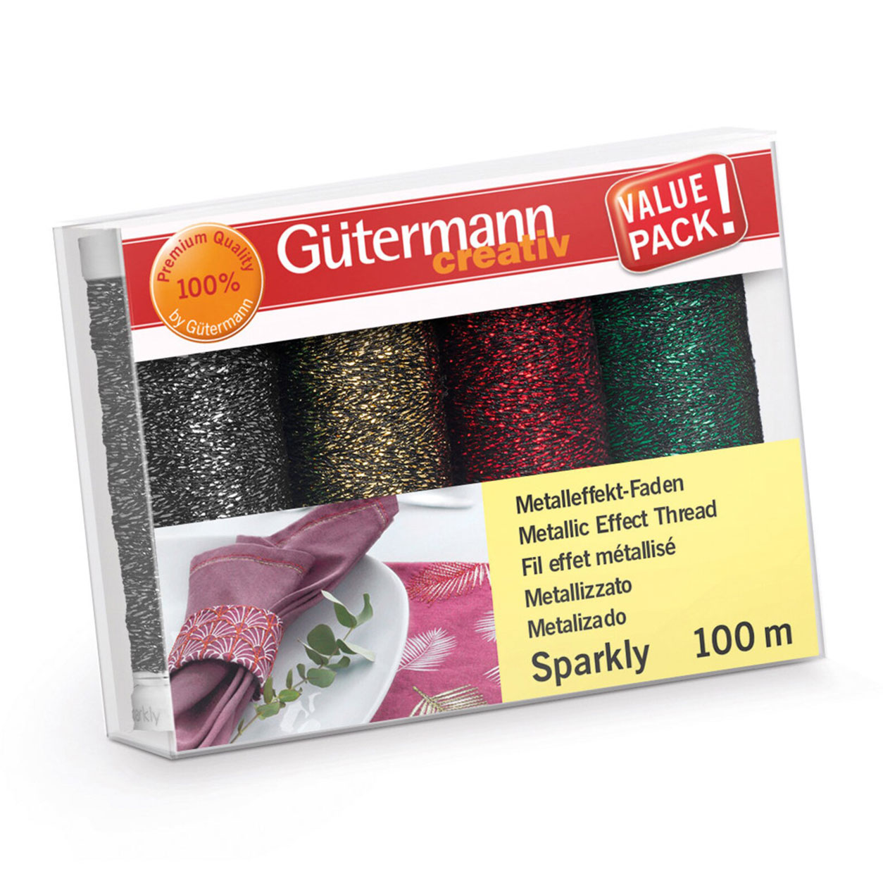 Gutermann Alambre Metalizado Brillante 4 Bobinas Colores Surtidos