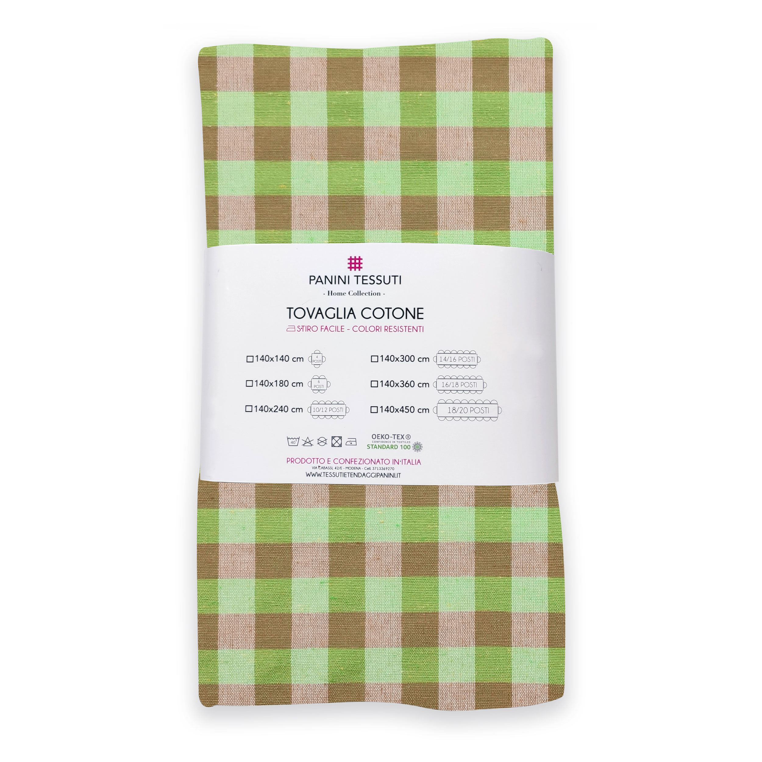 Tablecloth Green Checked Camel 140x240 cm Image