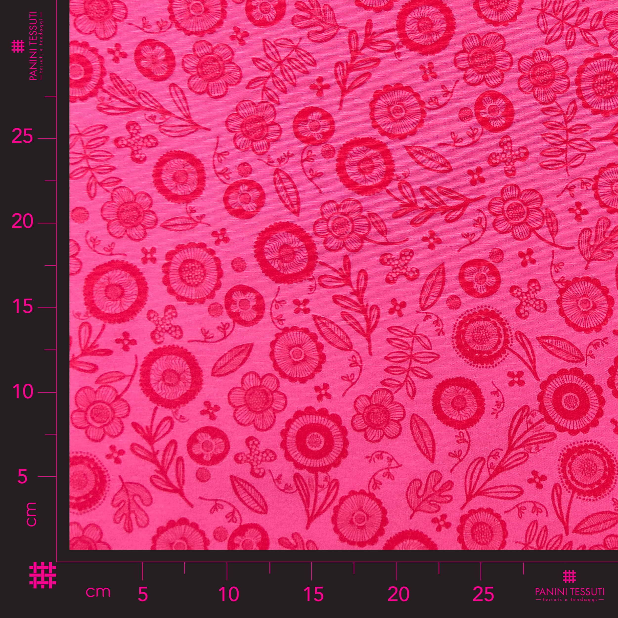 Tejido de algodón con estampado de flores Fuxia