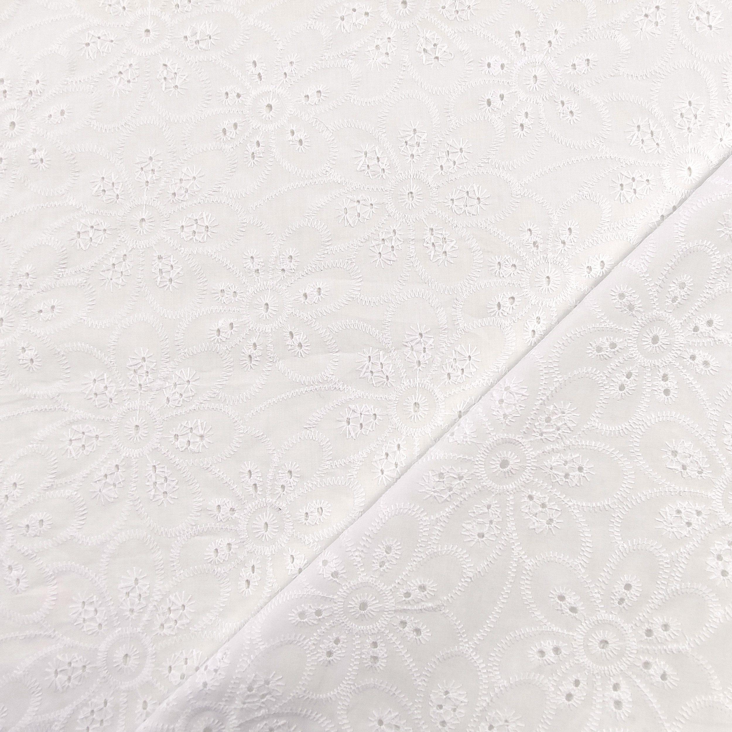 Sangallo Fashion Doble Festoneado Flores Bordadas Blanco