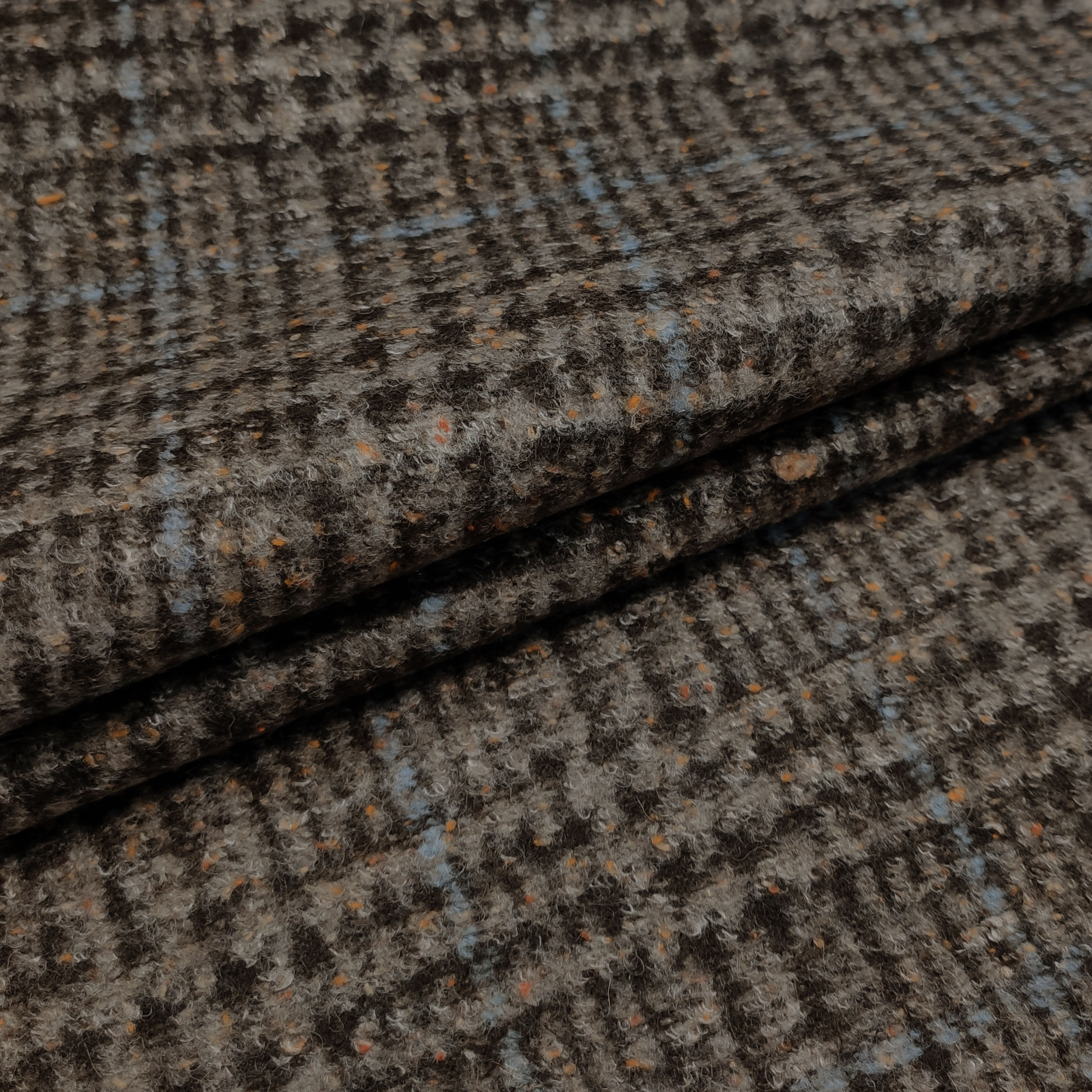Neoprene Double Wool Prince of Wales Beige and Solid Blue Image