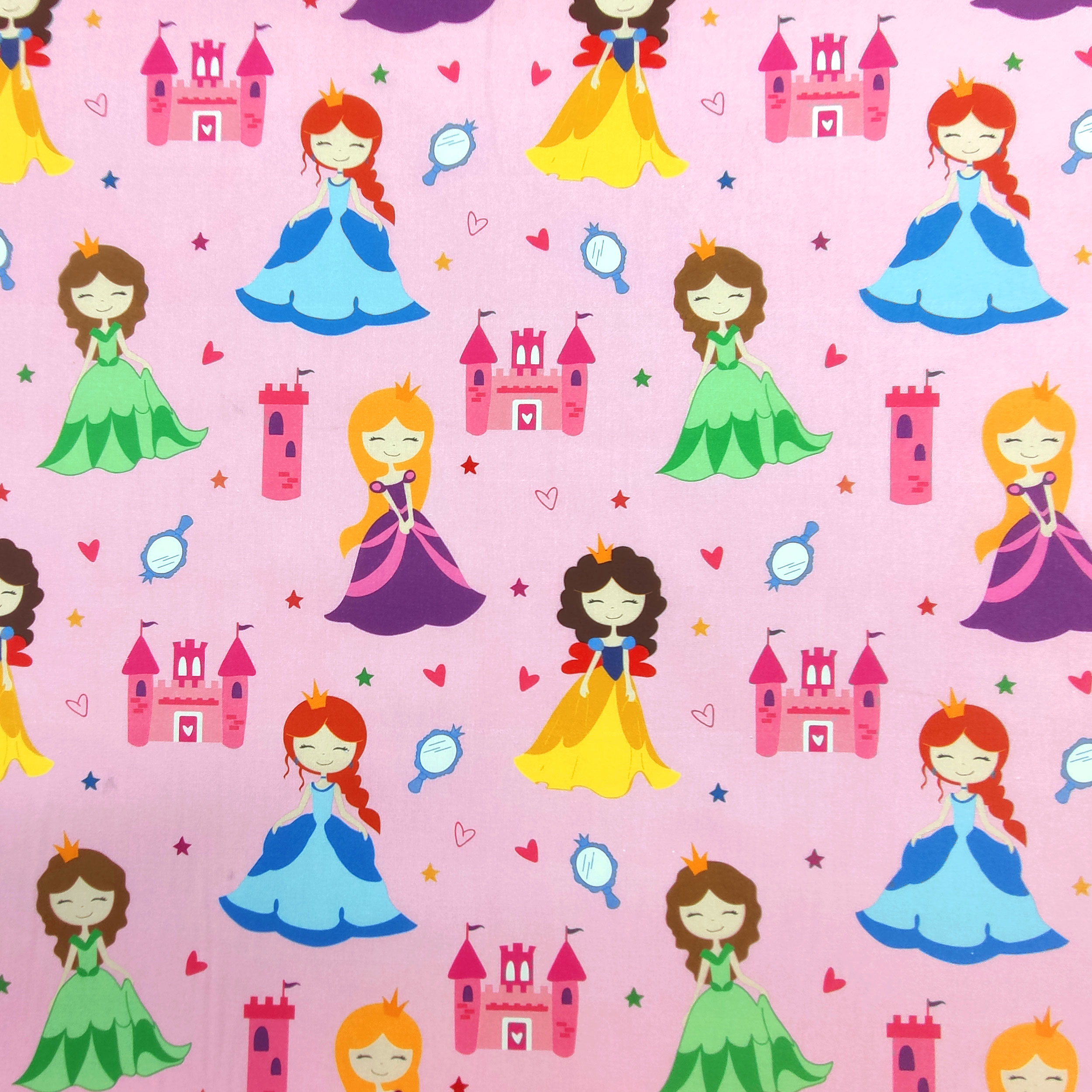 Tissu de coton Princesses Grand fond rose
