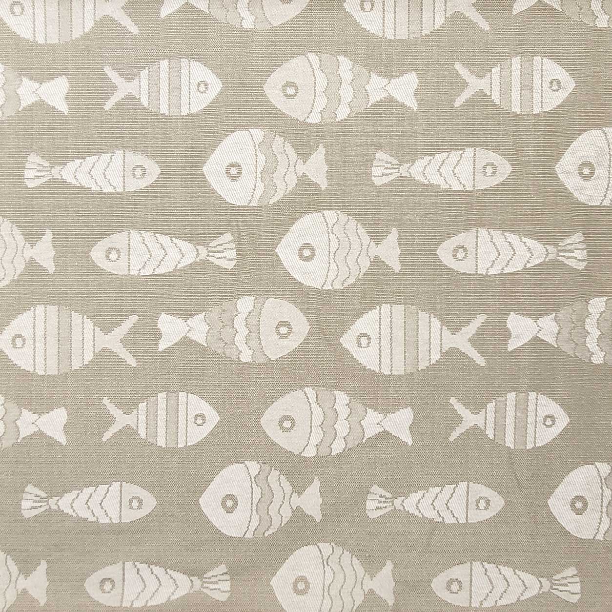 Upholstery Reversible Brocade - Cream, Rope Fishes