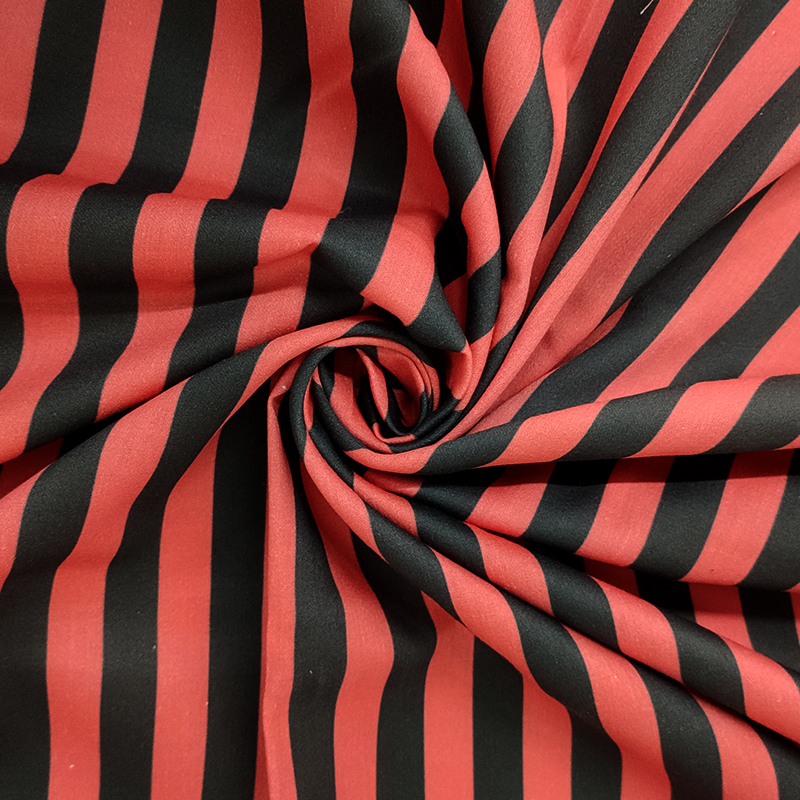 Tessuto Cotone Righe Rosse e Nere