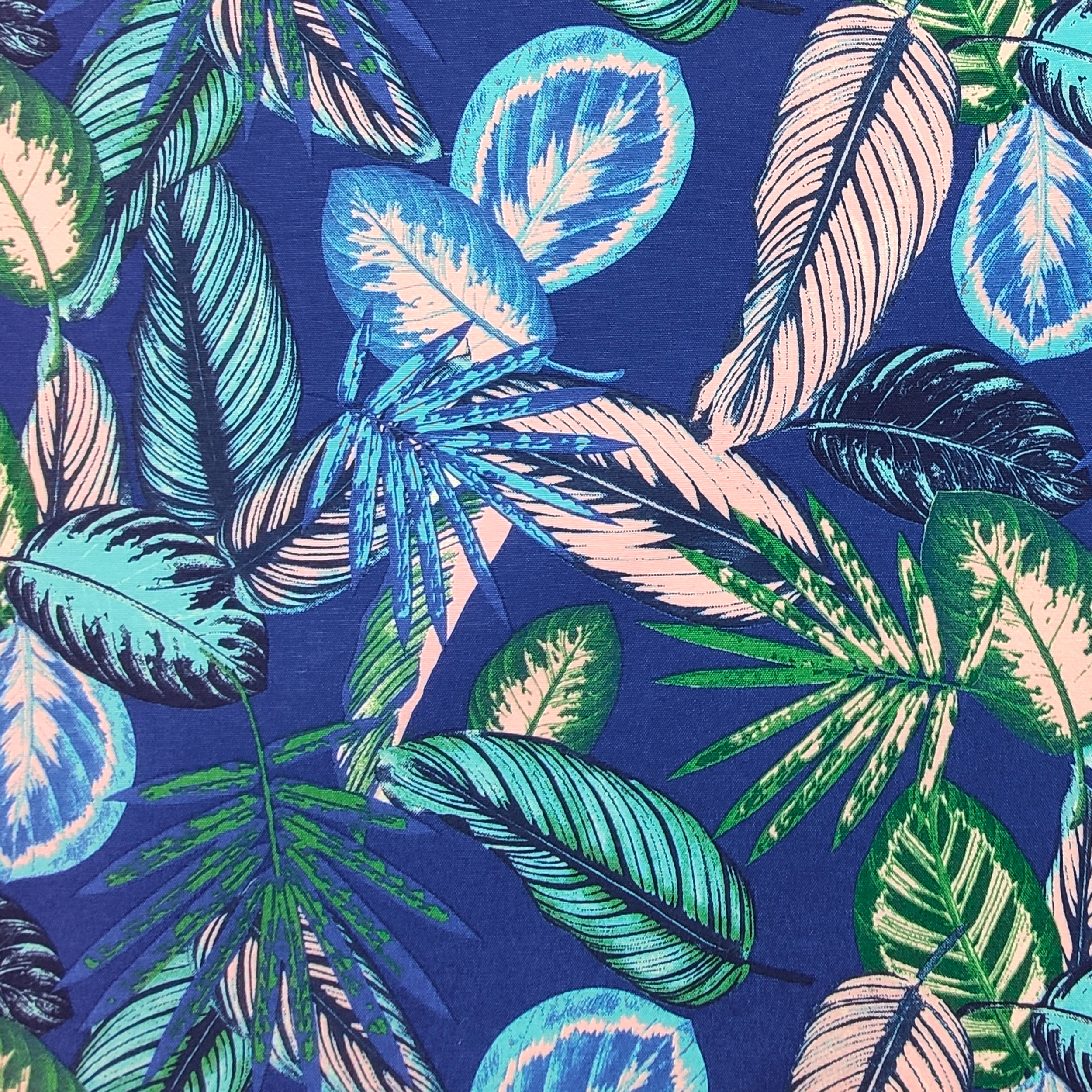 Tejido de mezcla de algodón con hojas azules