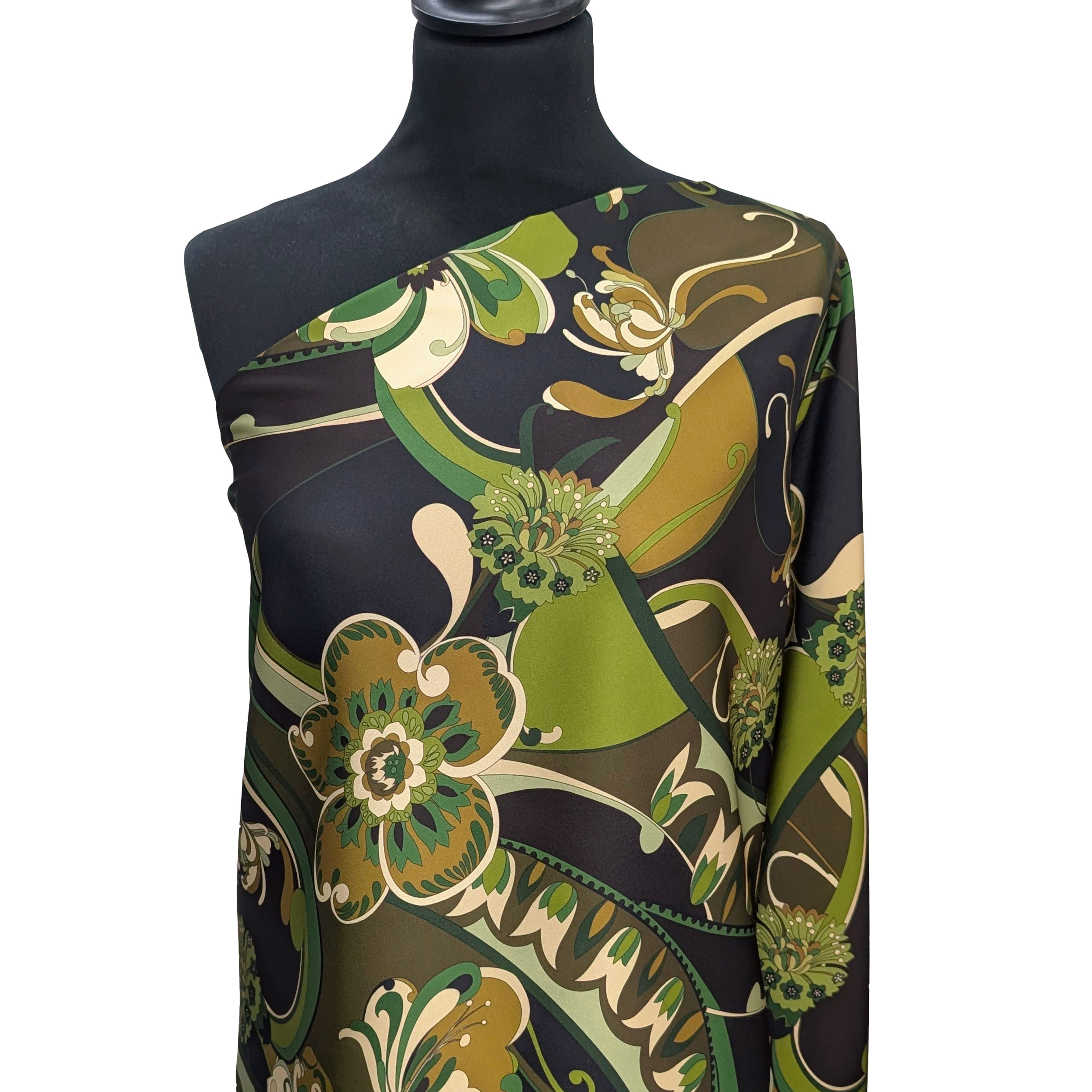 Satin Set High Fashion Abstract Green Flowers Image