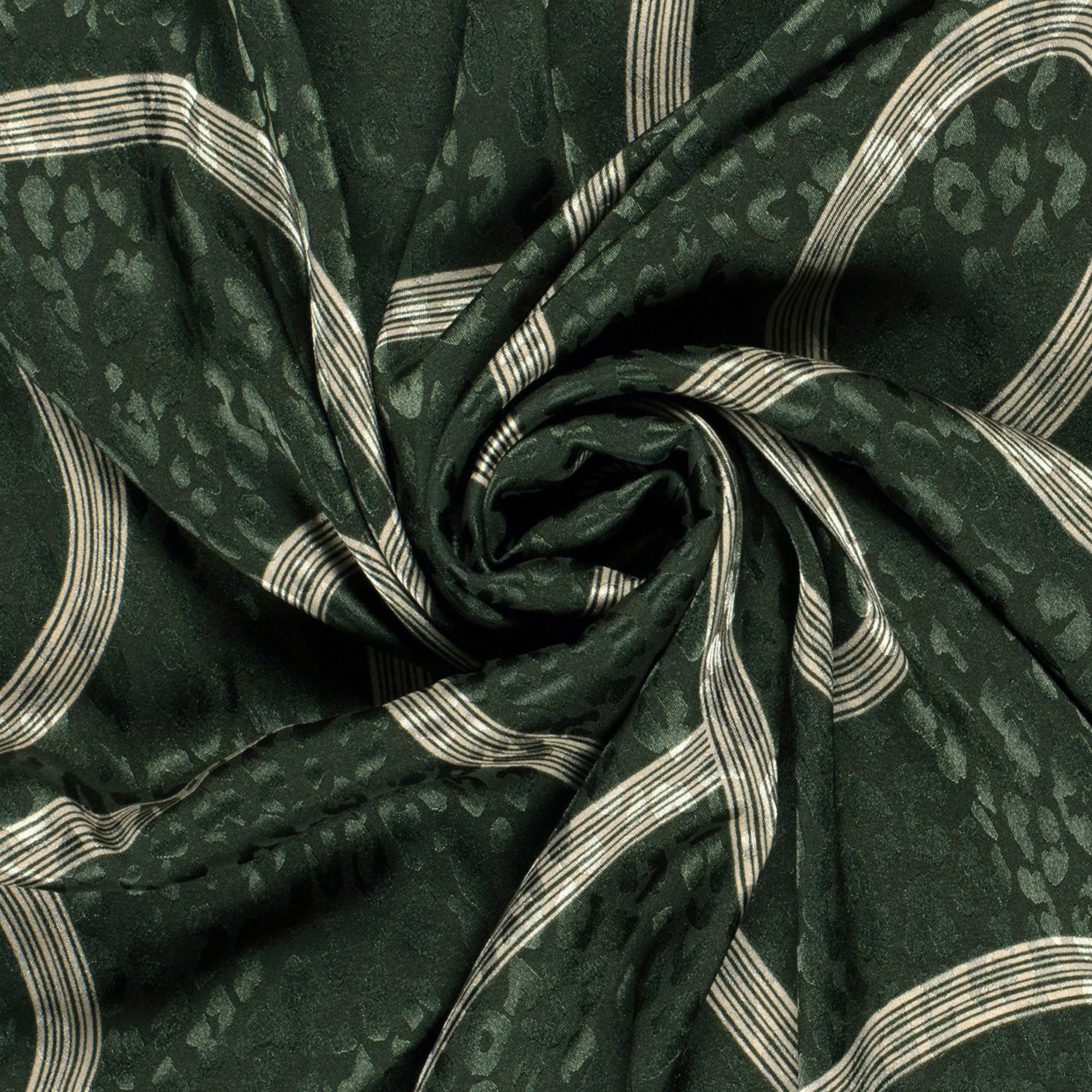 Satén jacquard militar con estampado de leopardo y líneas