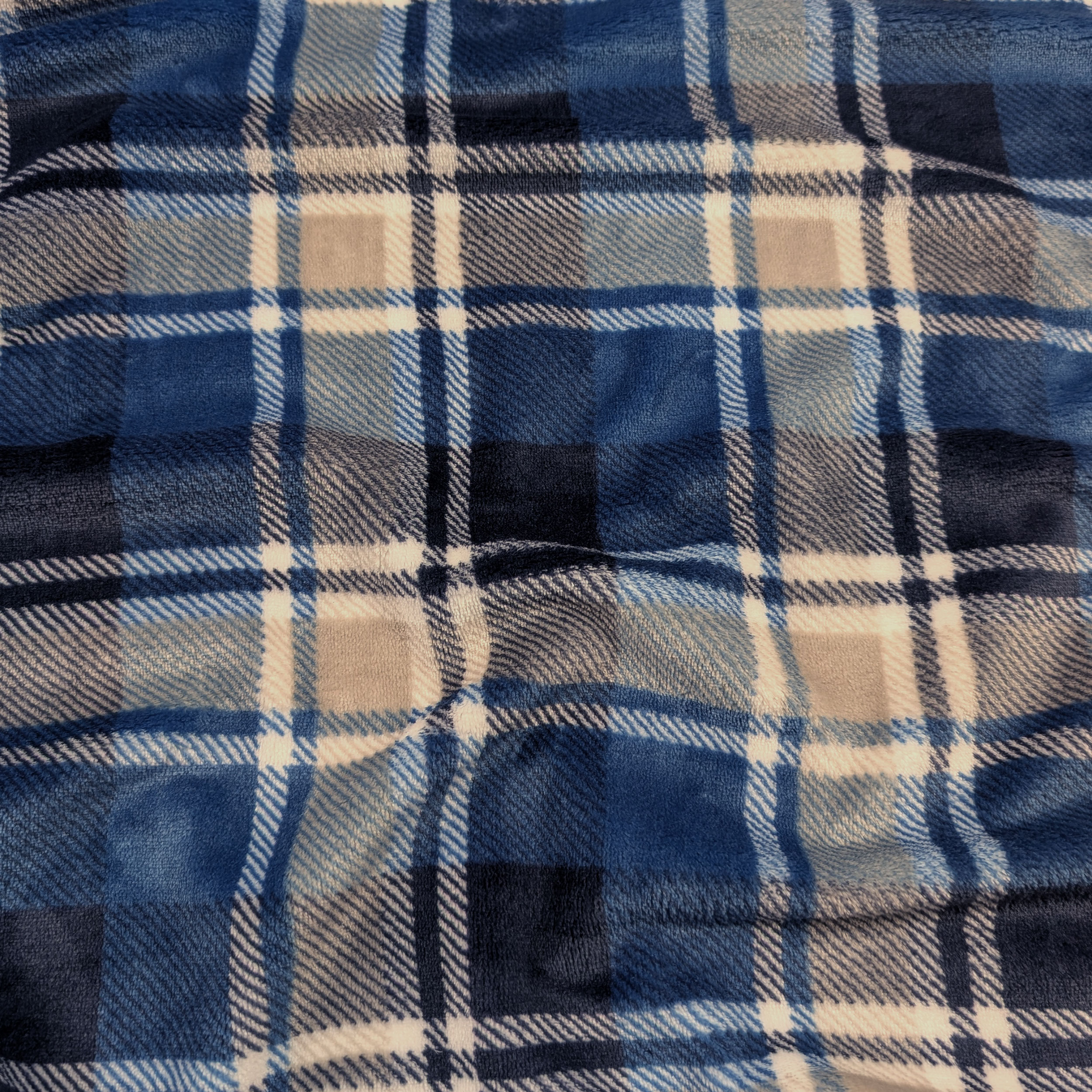 Blue and Beige Tartan Cashmere Fleece Image