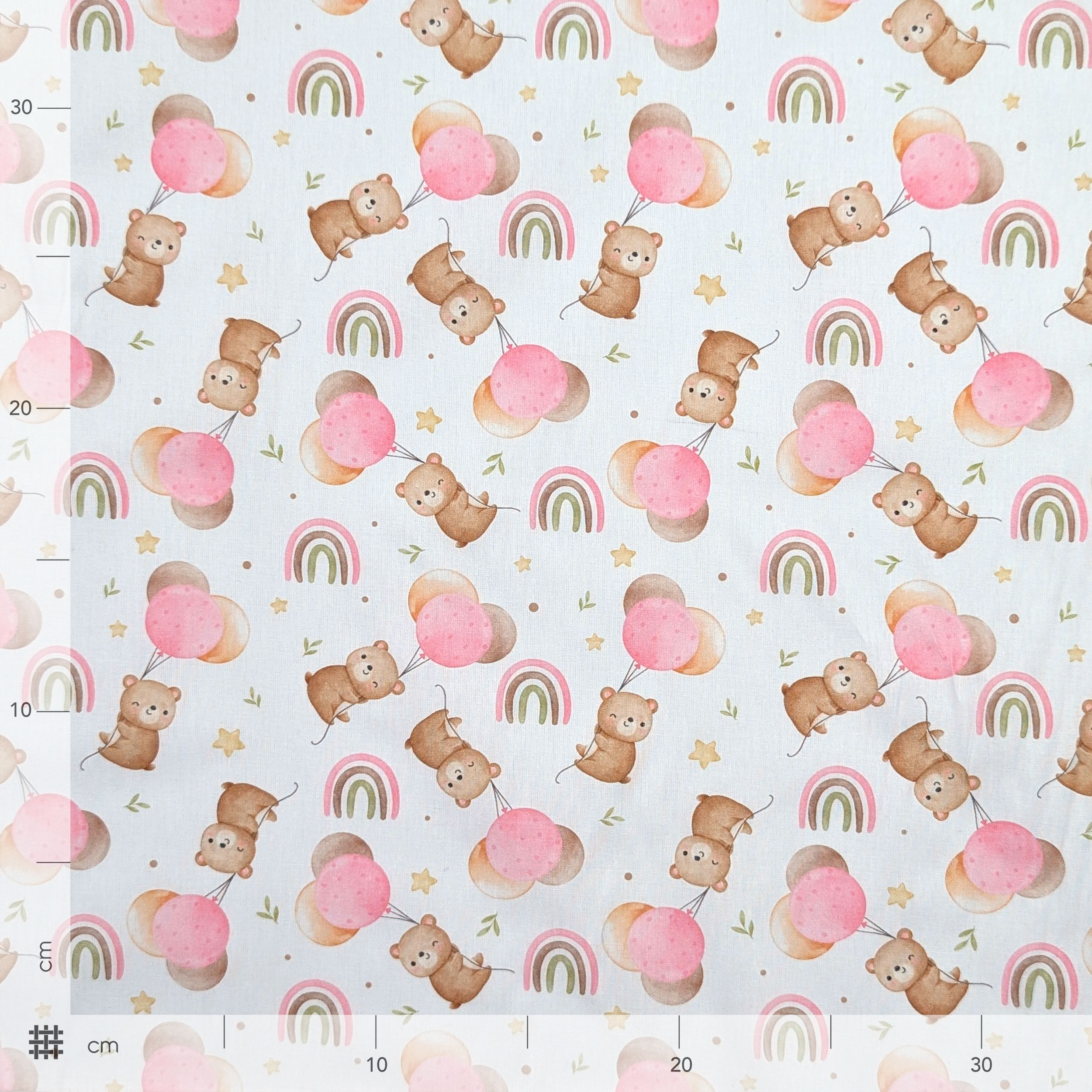Pink Bears and Balloons Percale Cotton Image