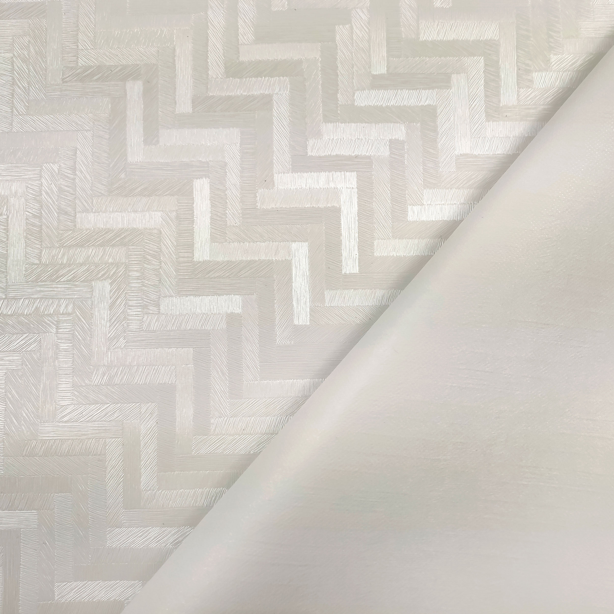 Tissu pour nappe plastifiée Géométrie des lignes Blanc