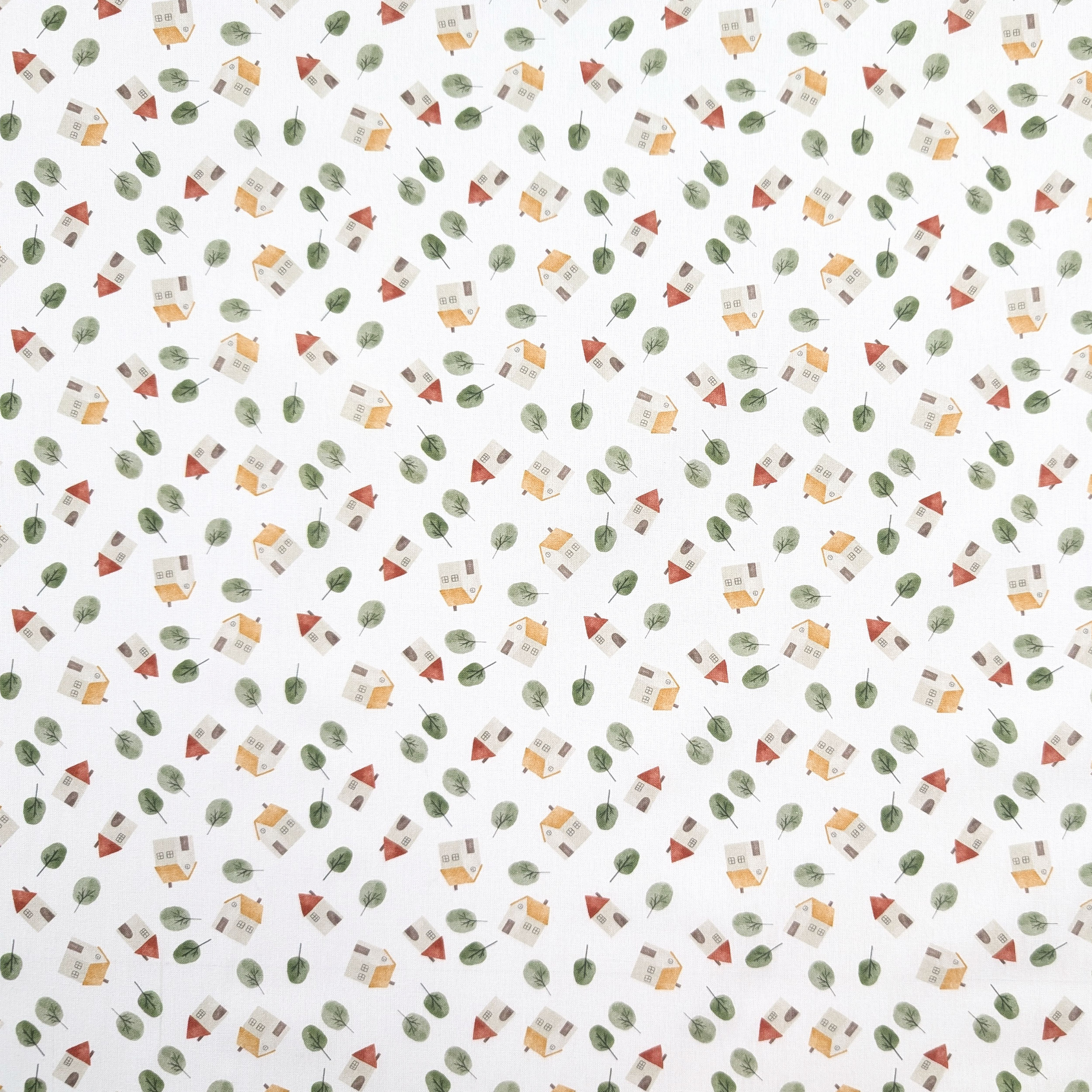 Percale Cotton: Little Houses and Little Trees Image