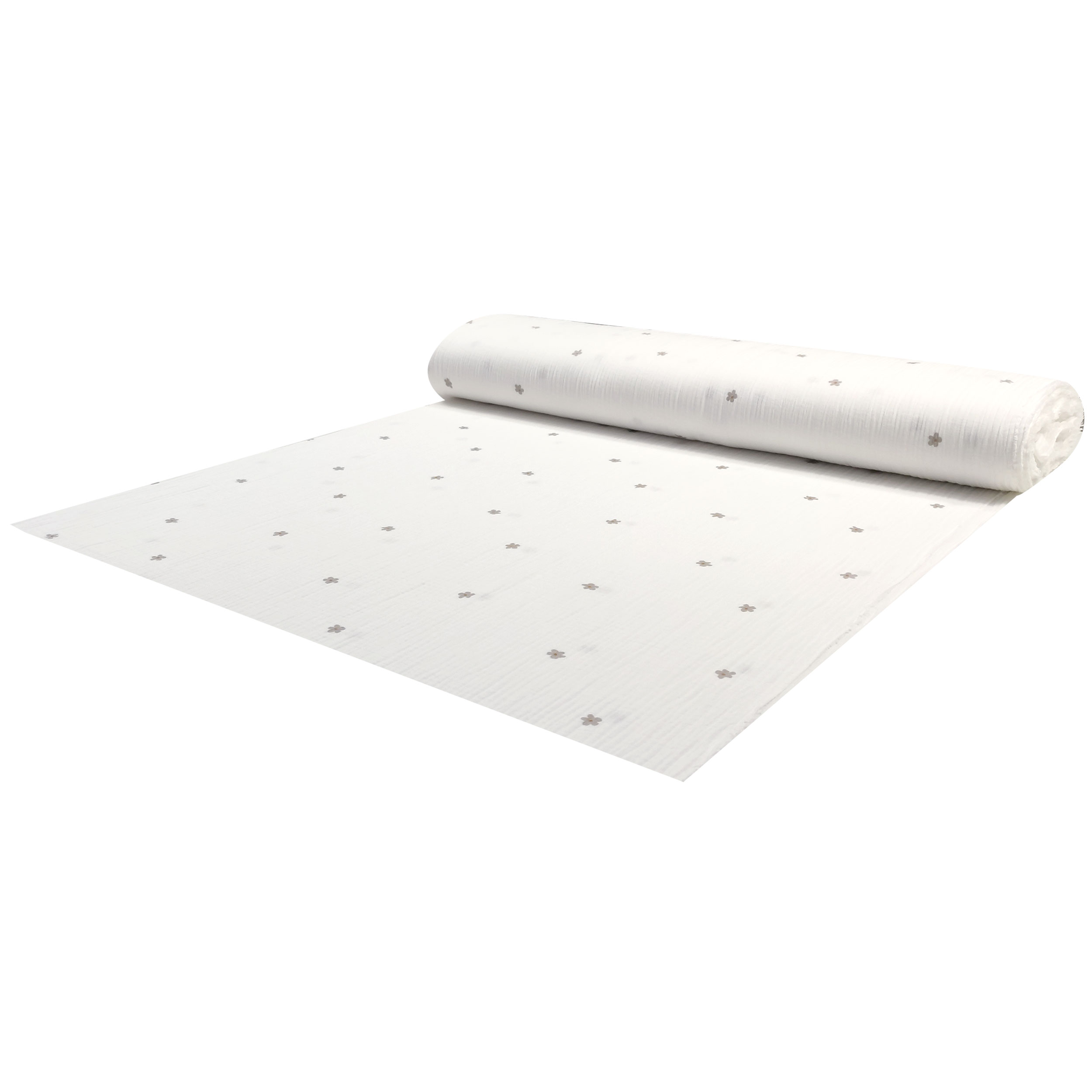 Cotton muslin with little flowers Beige Image