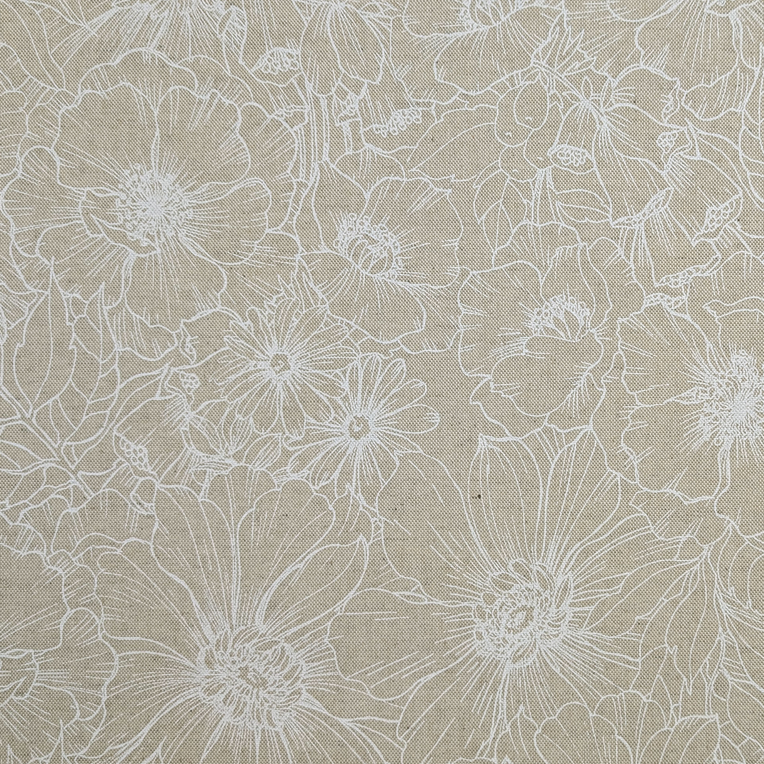 Fabric for Resin Tablecloth Modern White Flowers Image