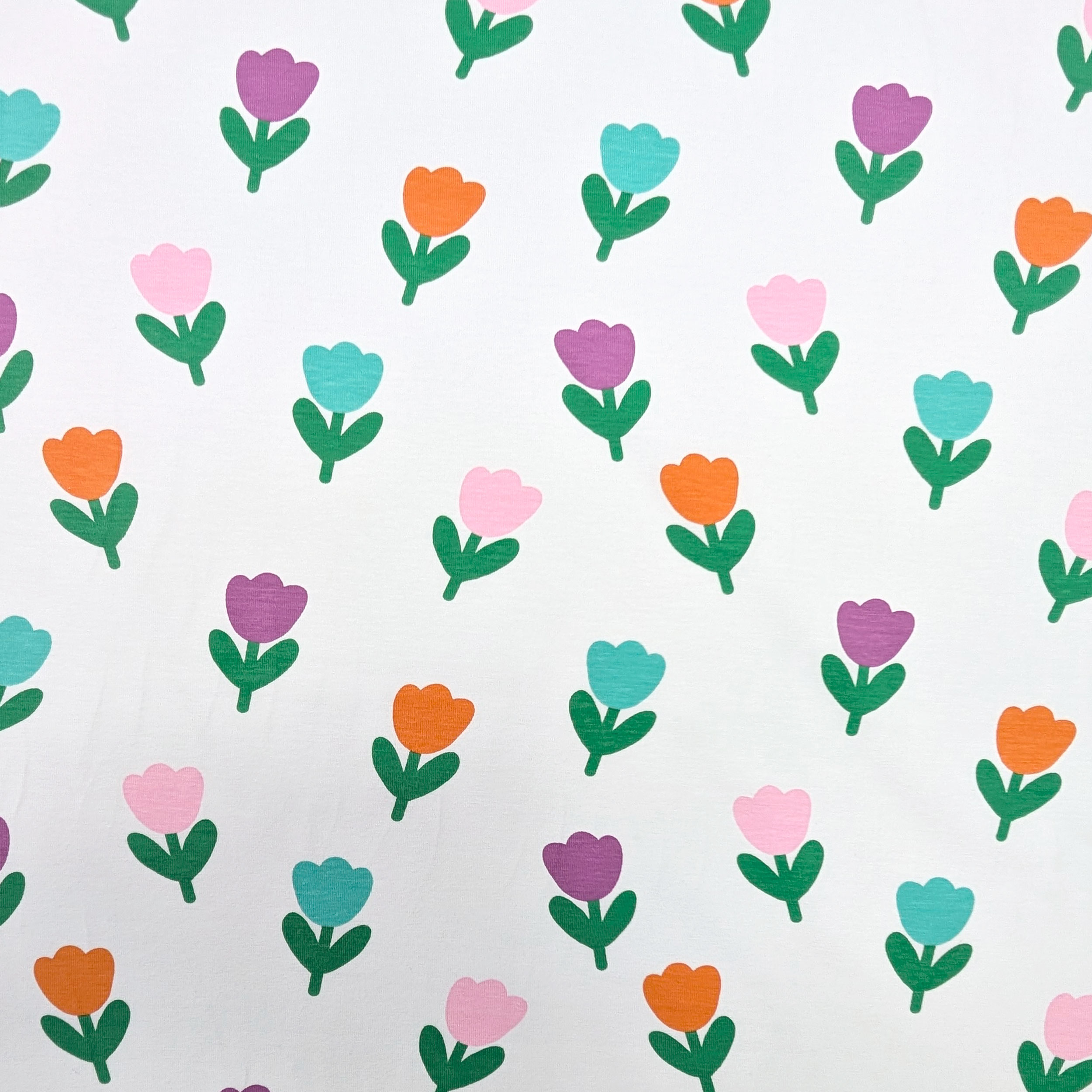 Jersey Cotton Tulips Coloured Image