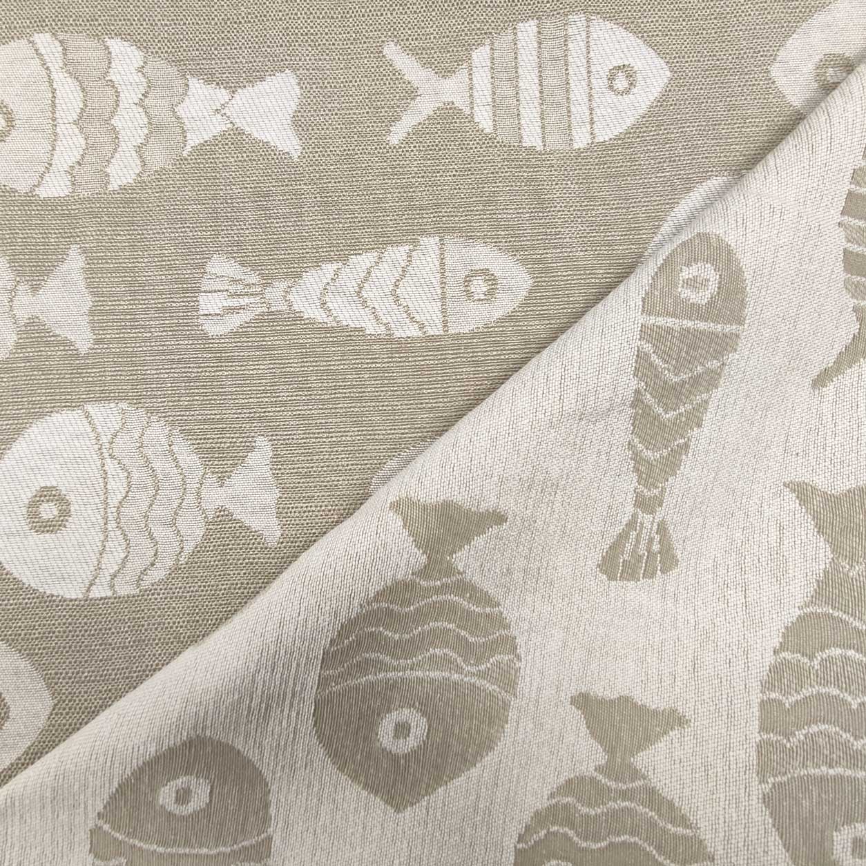 Upholstery Reversible Brocade - Cream, Rope Fishes