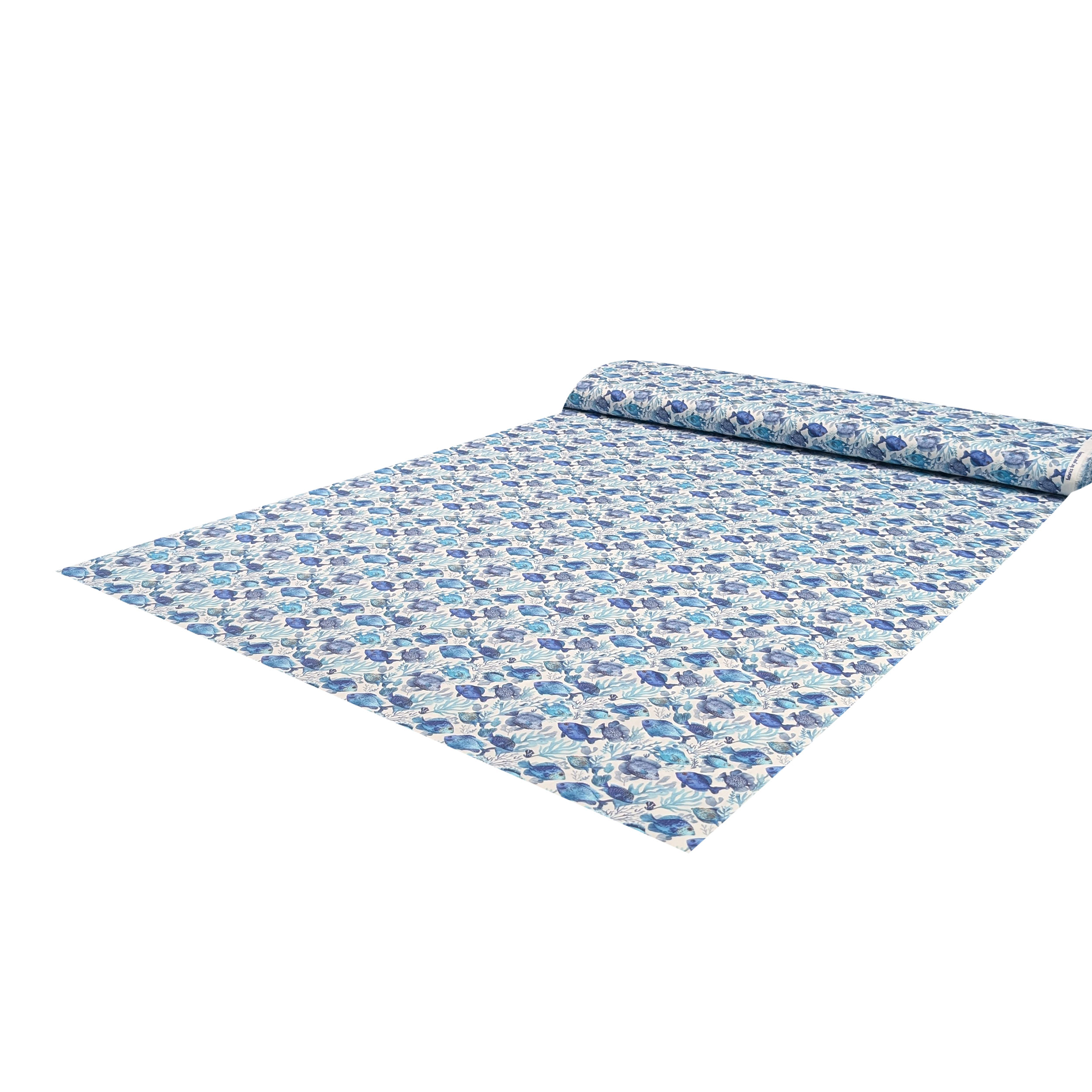 Poplin Cotton Fish and Corals Blue Image
